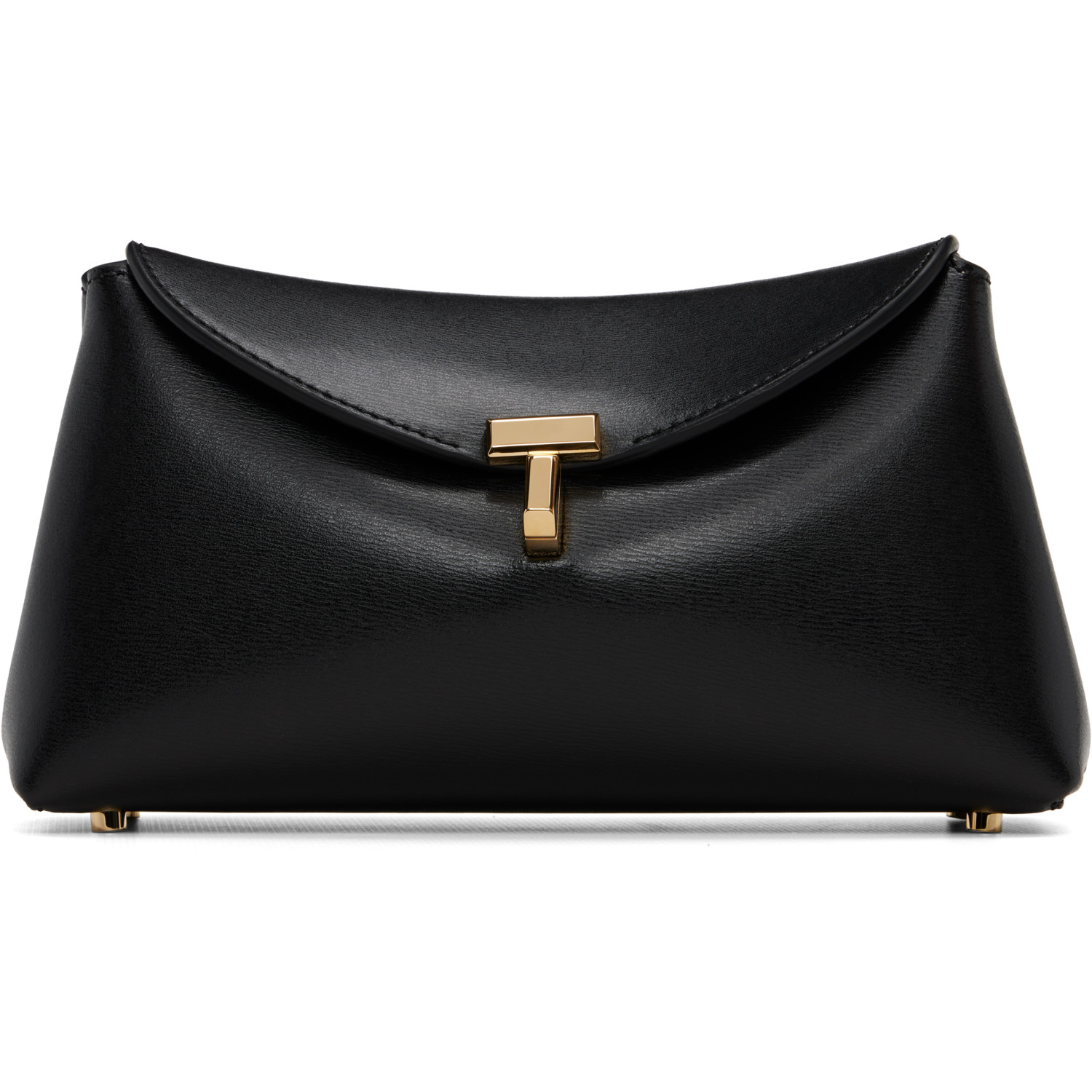 TOTEME Black Mini T-Lock Leather Clutch