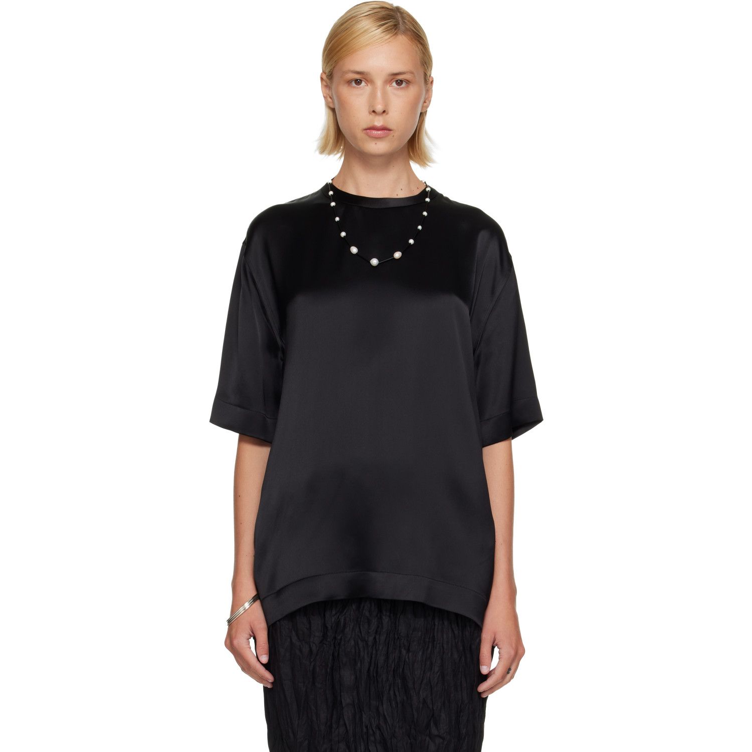 TOTEME Black Satin T-shirt