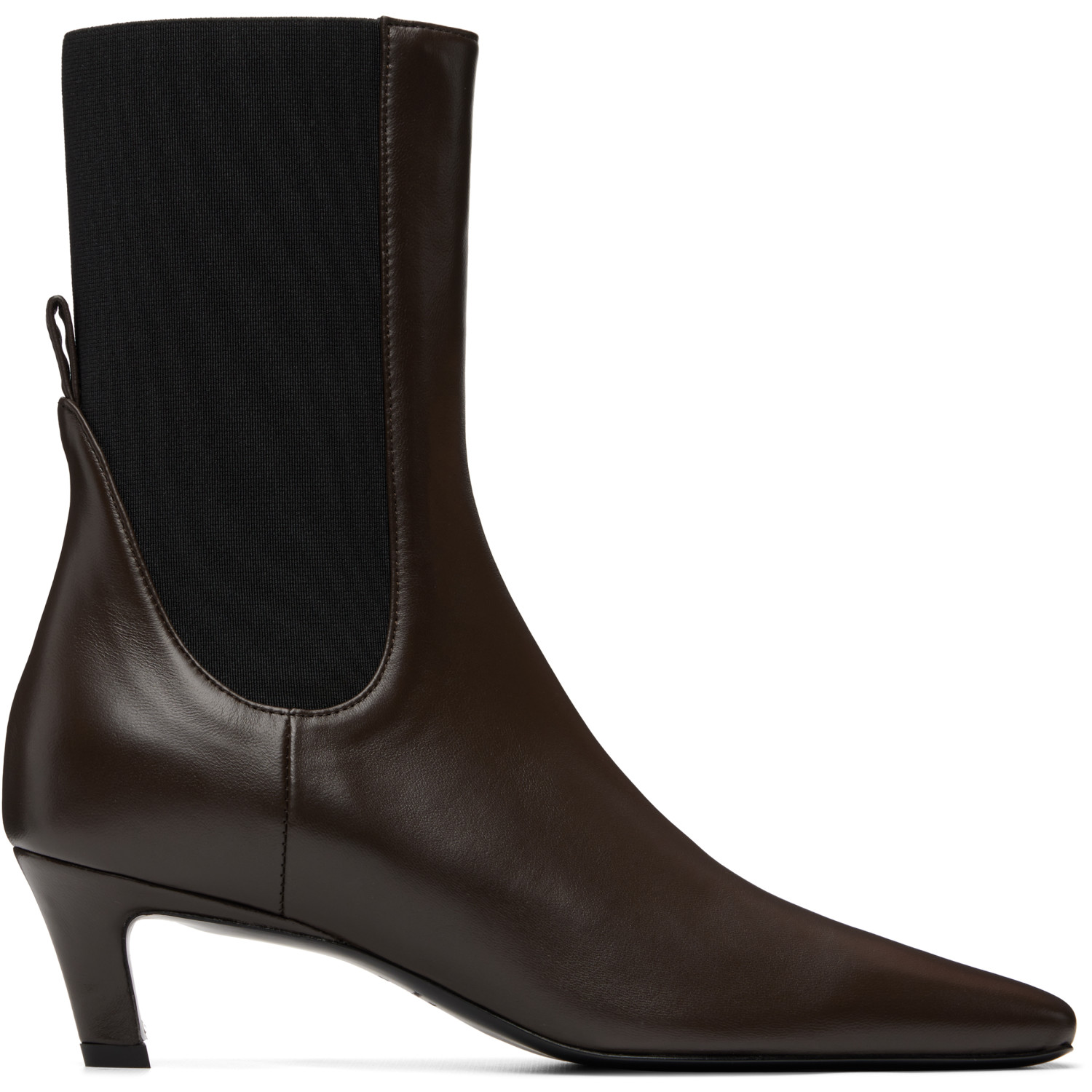 TOTEME Brown Leather Mid-Heel Boots