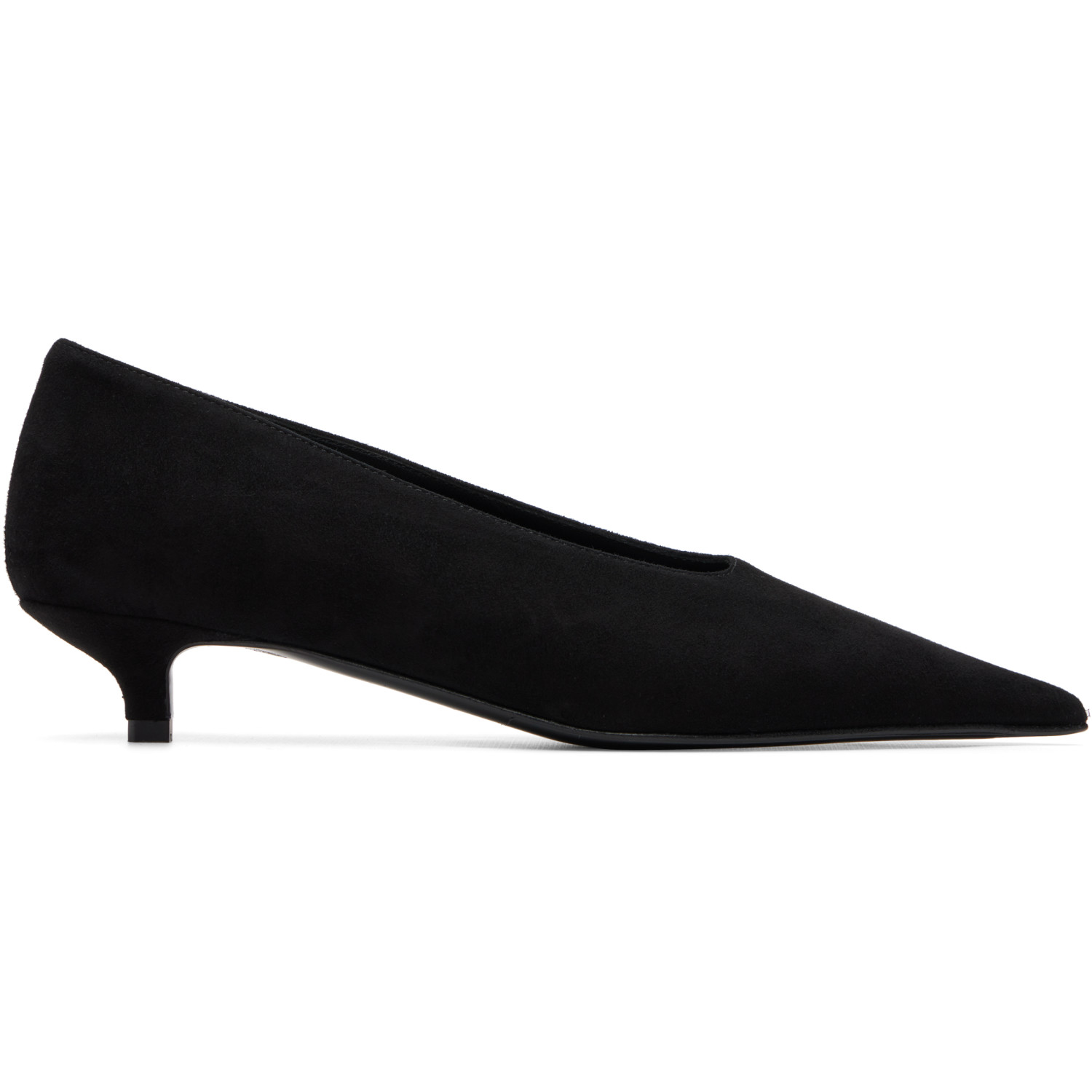 TOTEME Black Sharp Suede Kitten Heels