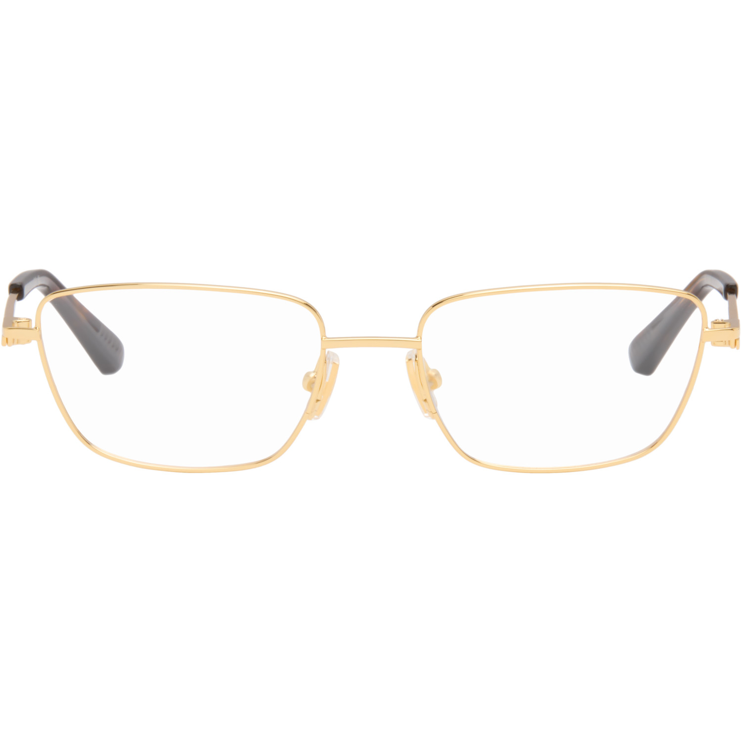 Bottega Veneta Gold Rectangular Ribbon Glasses