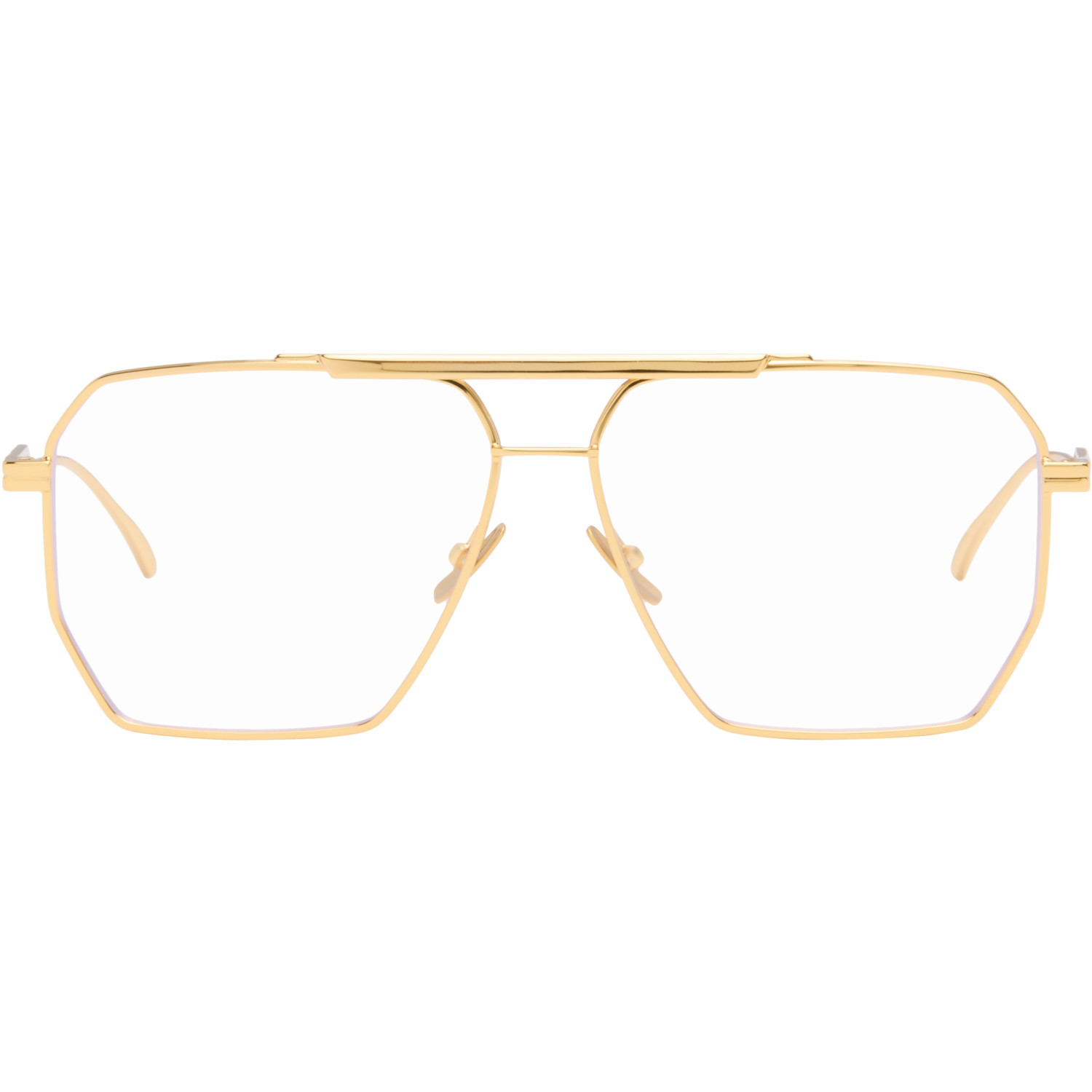 Bottega Veneta Gold Classic Aviator Glasses