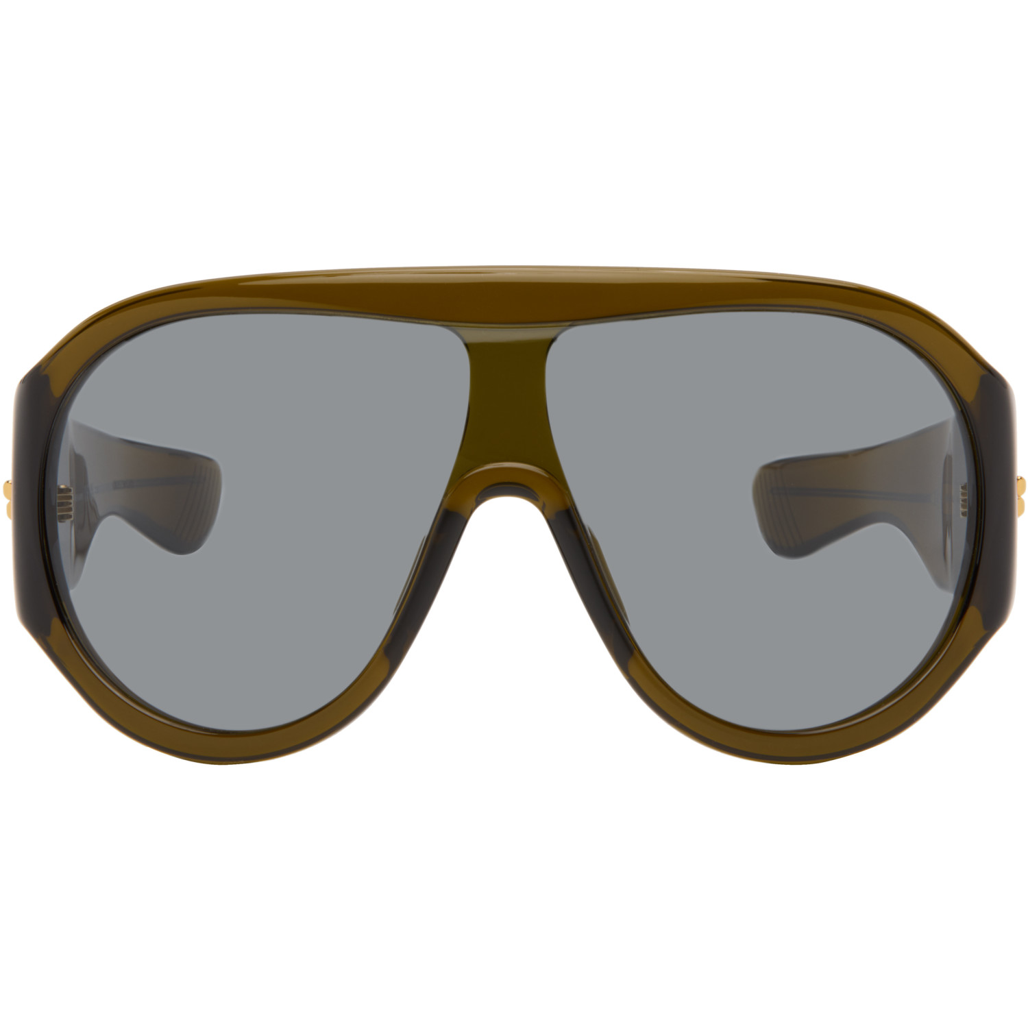 Bottega Veneta Khaki Scudo Shield Sunglasses