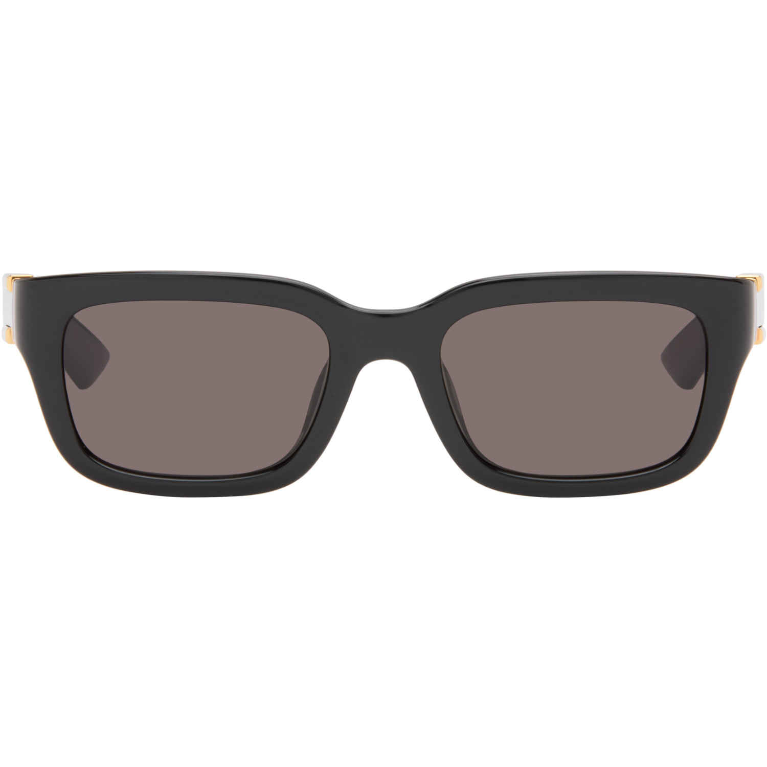 Bottega Veneta Black Rectangular Ribbon Sunglasses