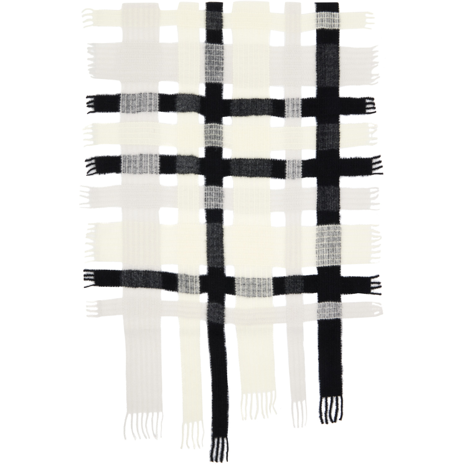 ISSEY MIYAKE Black & White Raschel Weave Stole Scarf