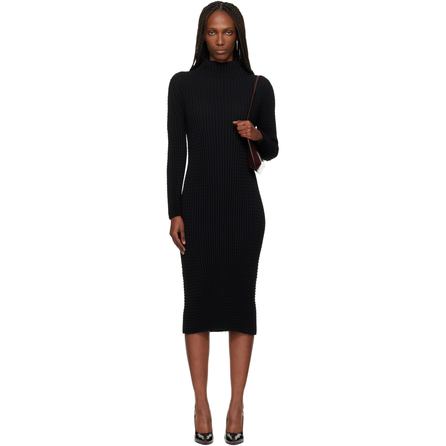 ISSEY MIYAKE Black October Spongy-BK58 Midi Dress