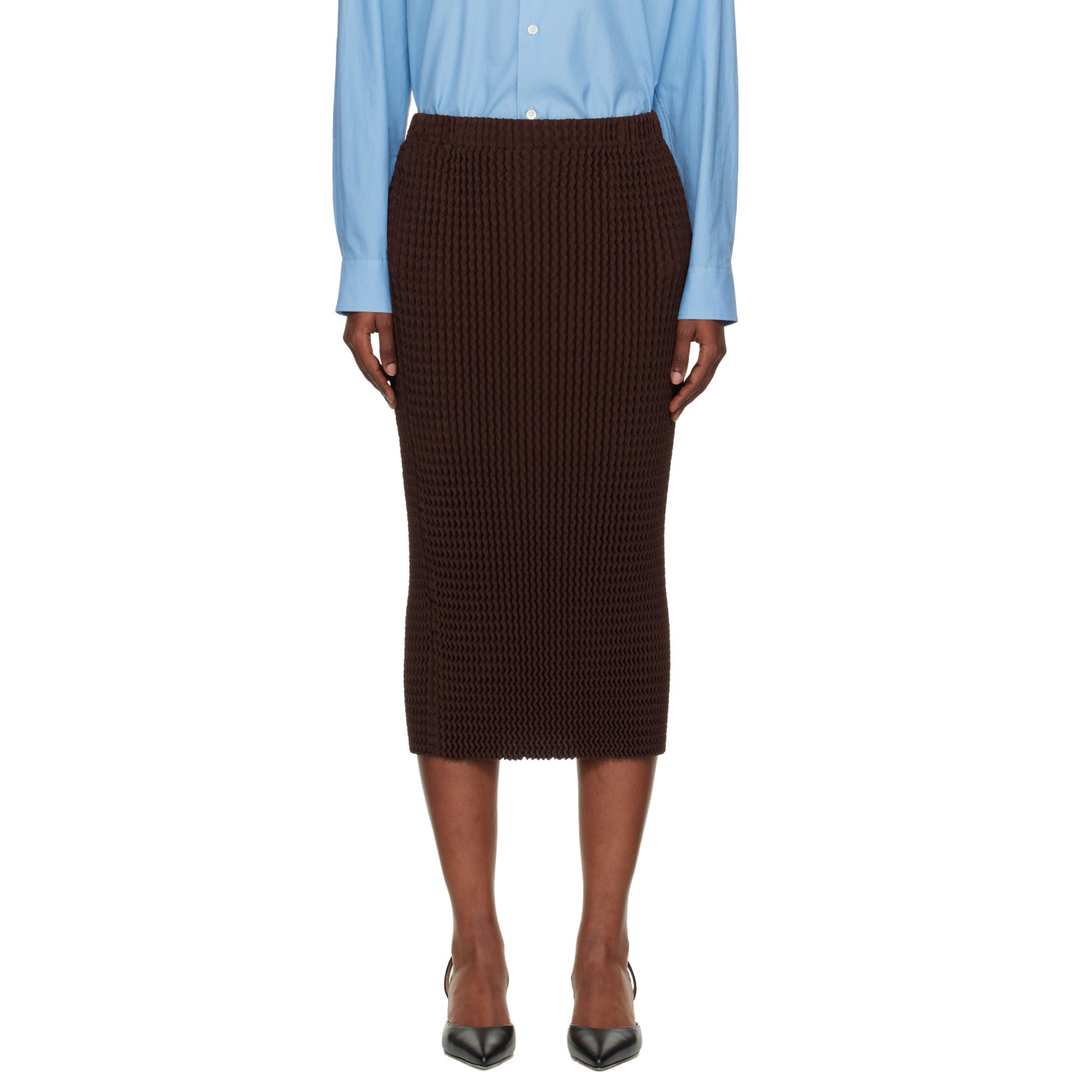 ISSEY MIYAKE Brown October Spongy-58 Midi Skirt