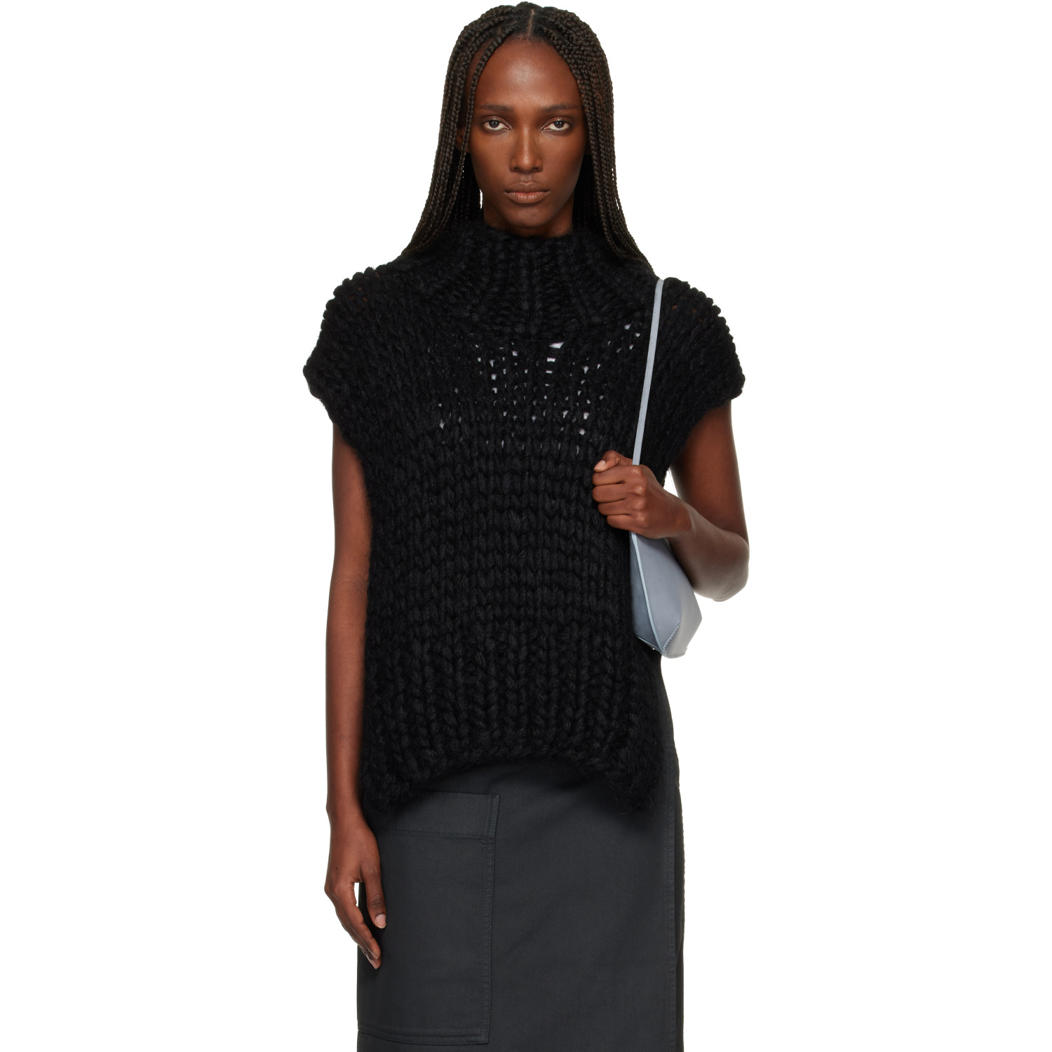 ISSEY MIYAKE Black November Silk Mohair Hand-Knit Vest