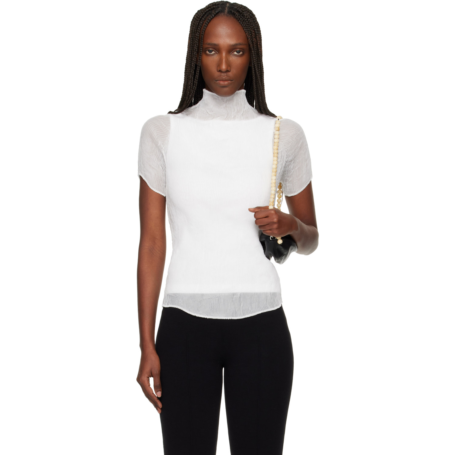 ISSEY MIYAKE White Chiffon Twist T-shirt