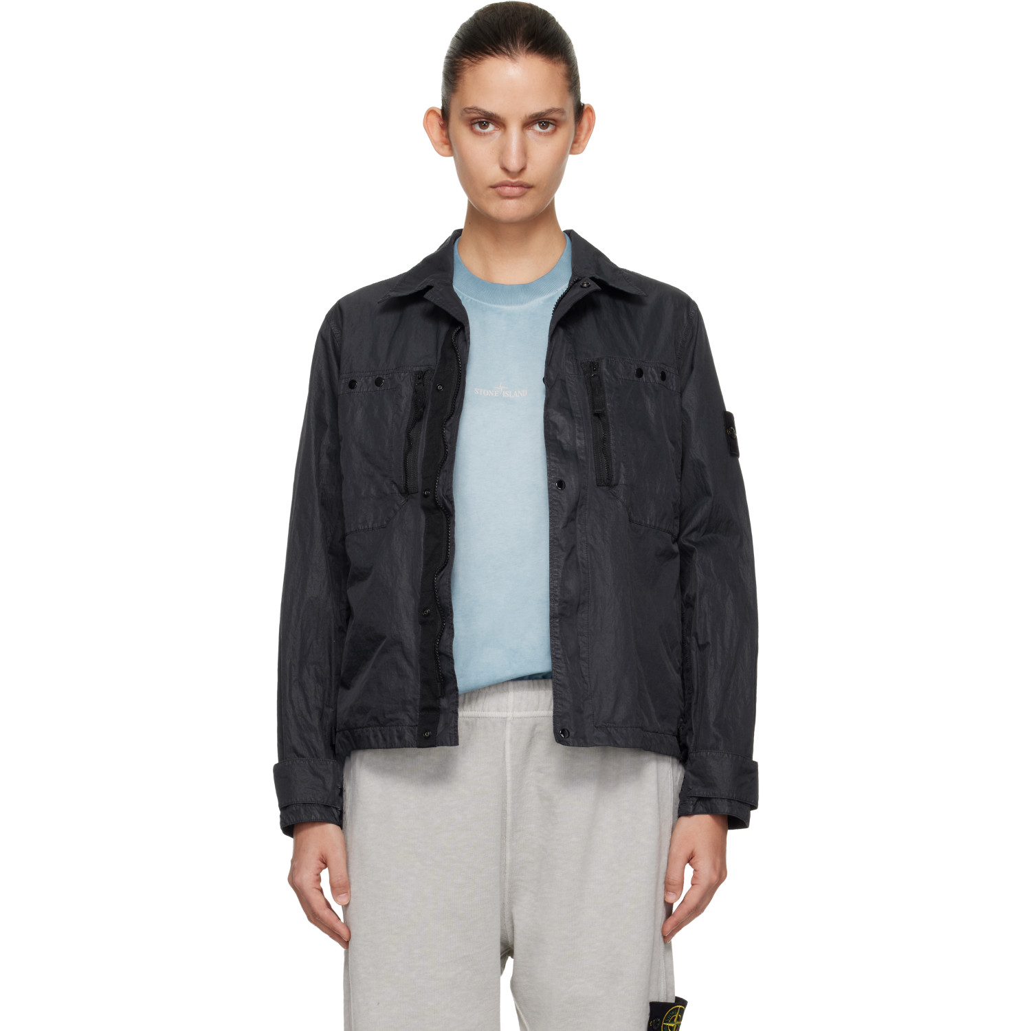 Stone Island Navy 1200020 Nylon Micro Twill Shirt