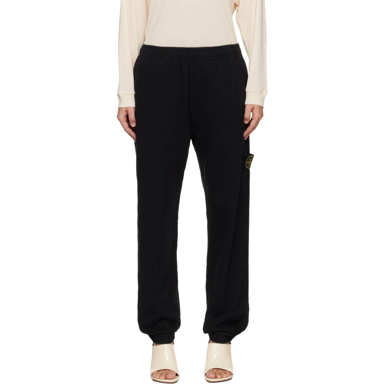 Stone Island Black 6200012 Malfilé Fleece 'Old' Effect Sweatpants