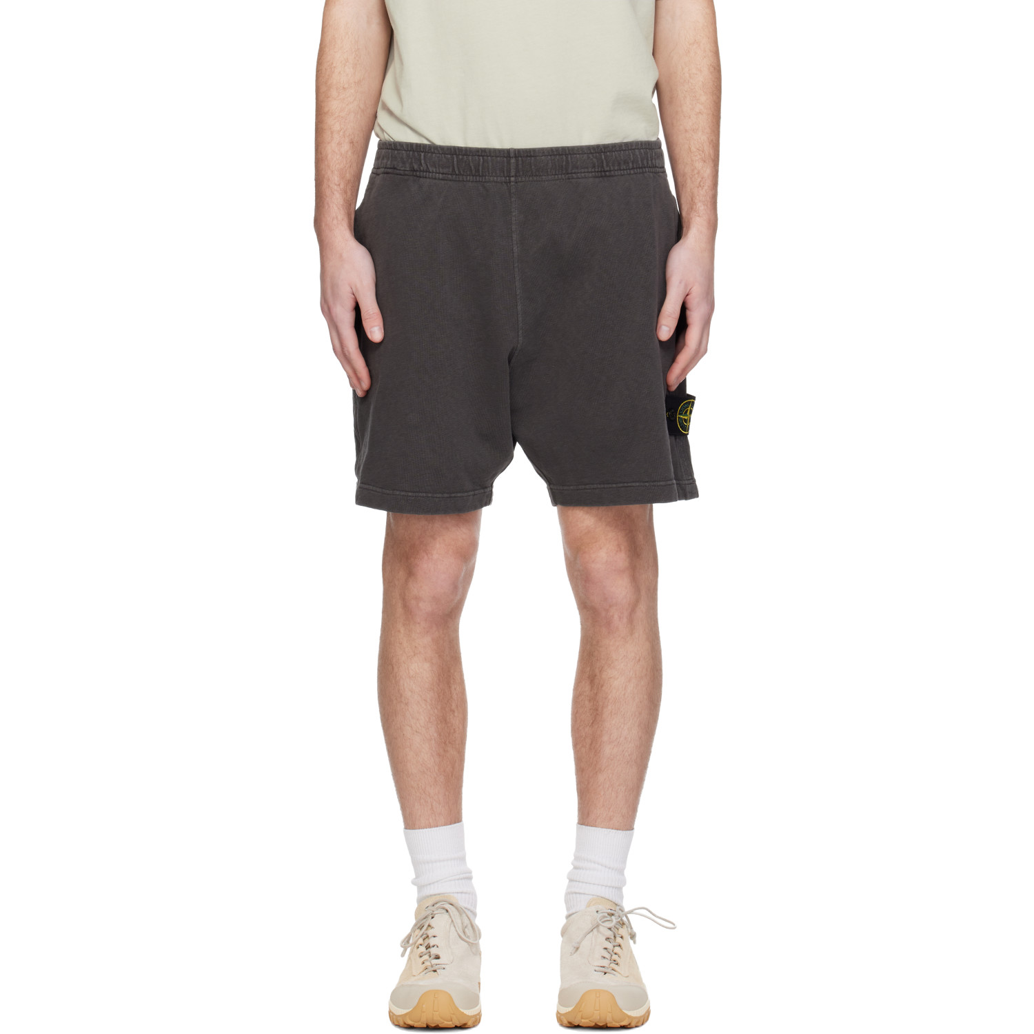 Stone Island Gray 6200014 Malfilé Fleece Old Effect Shorts