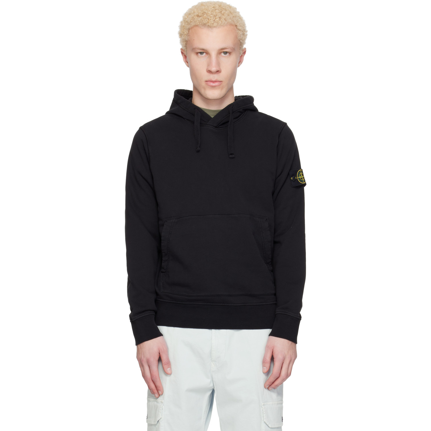 Stone Island Black 6100062 Organic Cotton Fleece Hoodie