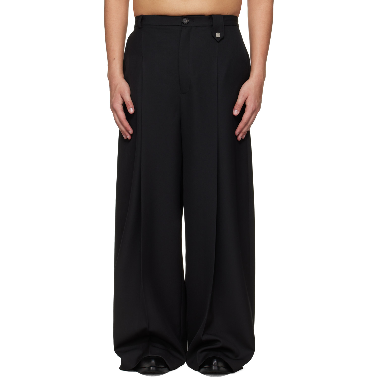 EGONlab Black Fluid Tailored Wide Leg Trousers