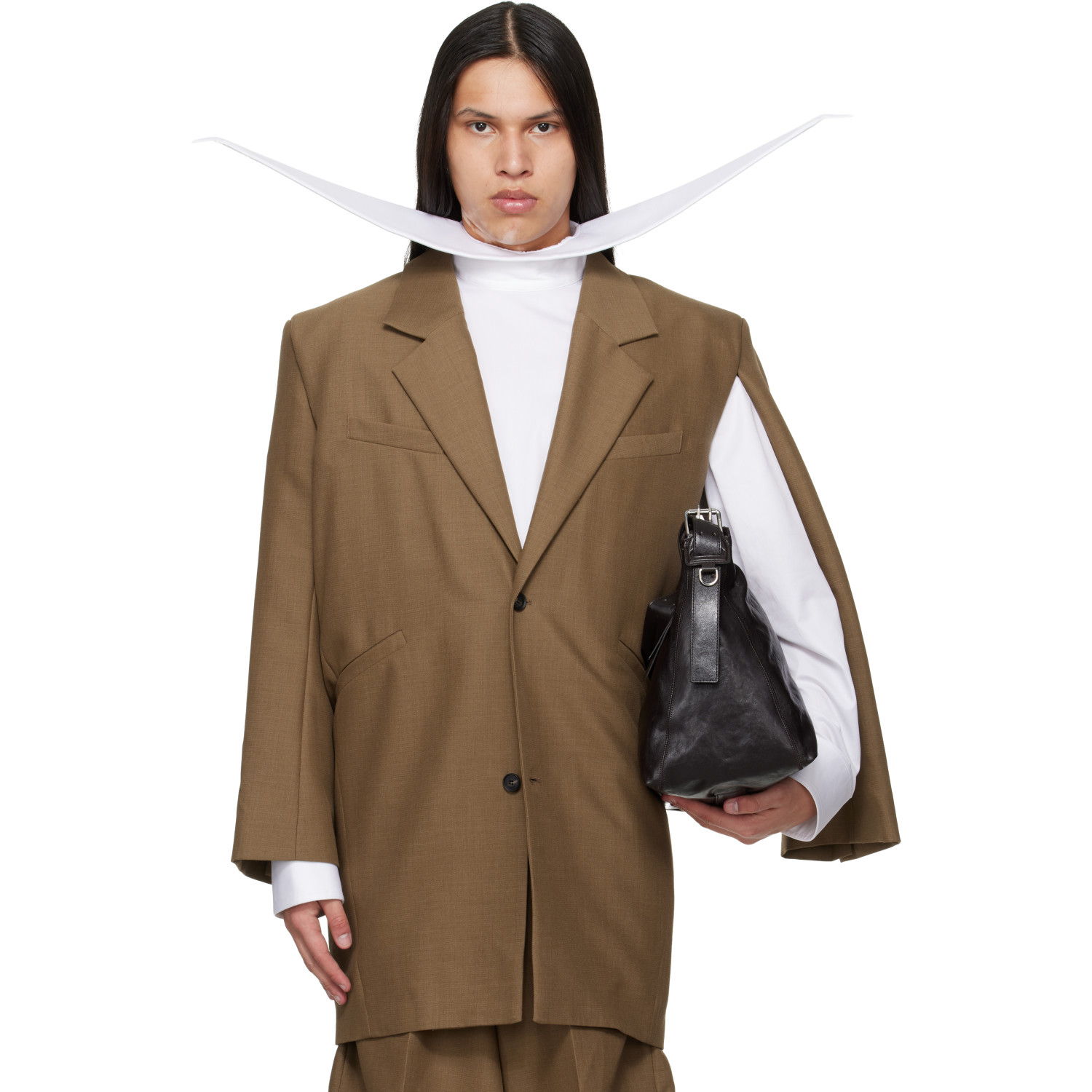 EGONlab Brown Curved Vent Blazer
