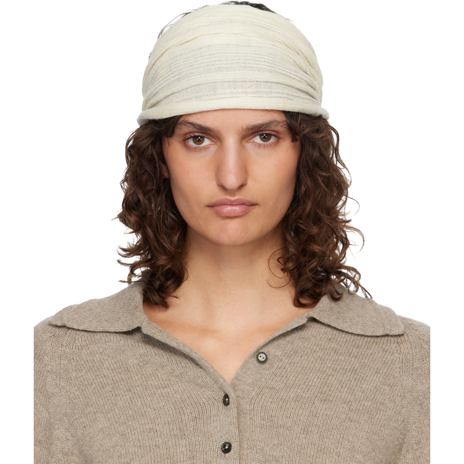 Lauren Manoogian Off-White Plisse Headband