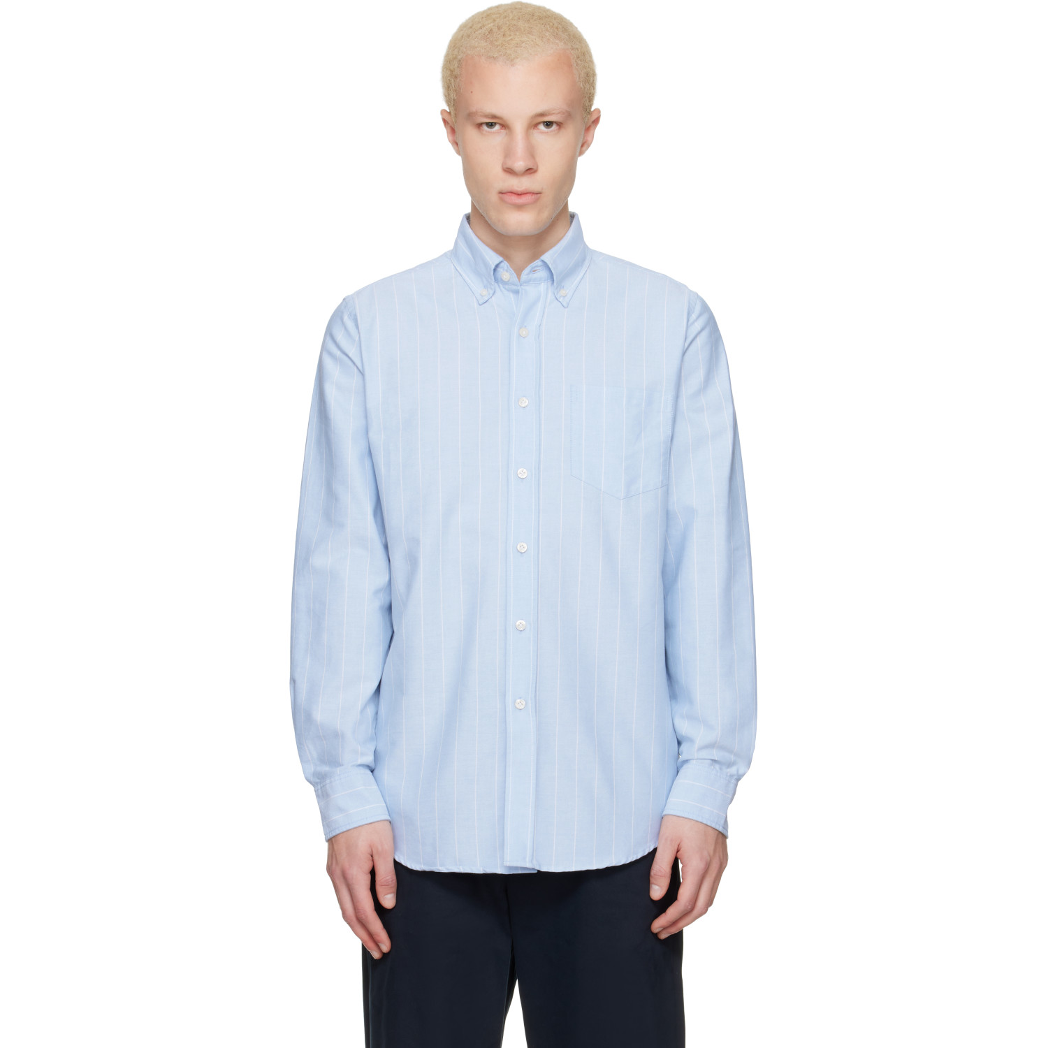 Noah NYC: Noah Blue Lightweight Oxford Shirt