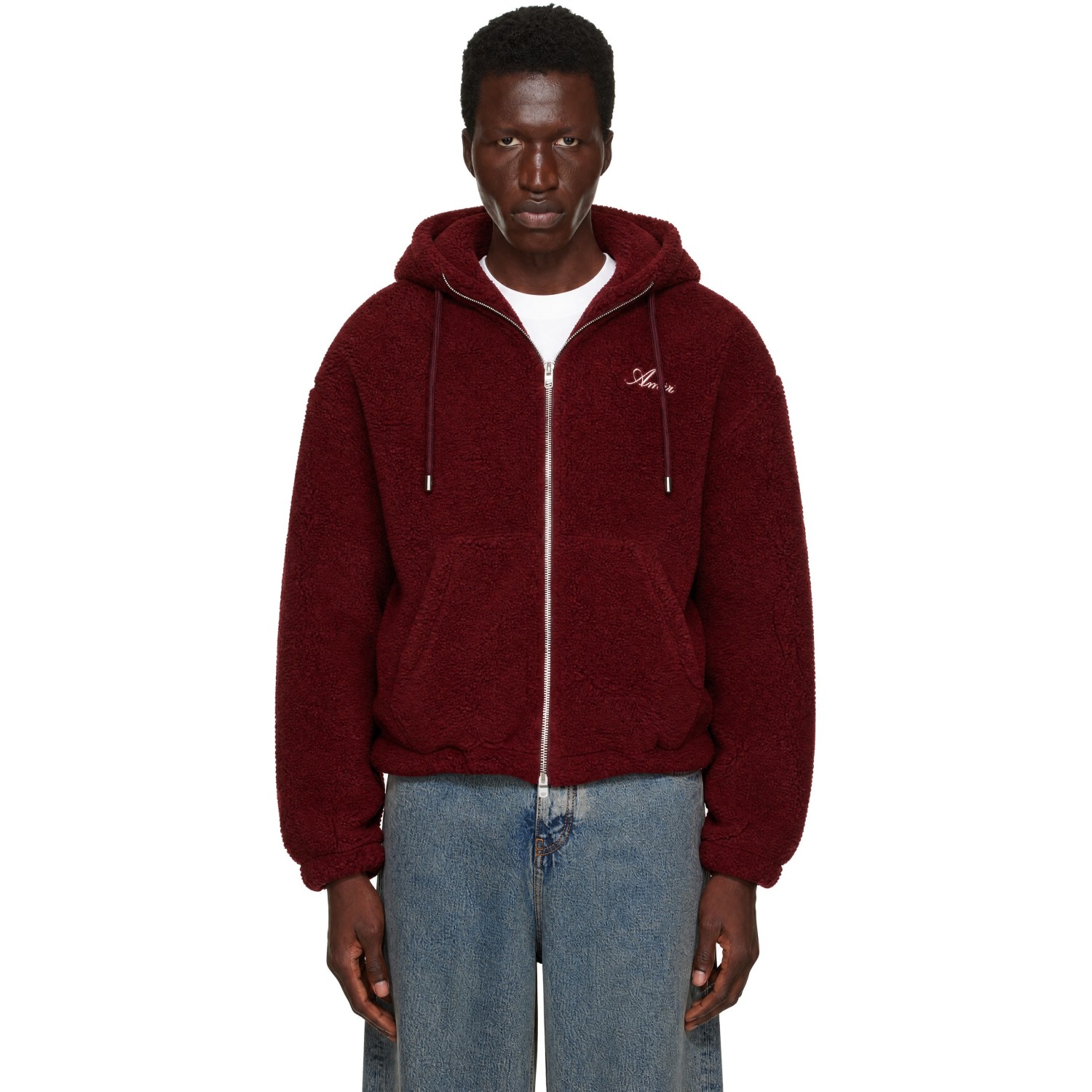 AMIRI Red Bones Fleece Zip Hoodie