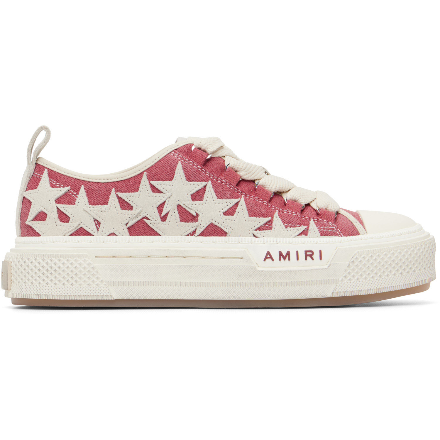 AMIRI Red Distressed Stars Court Low Sneakers