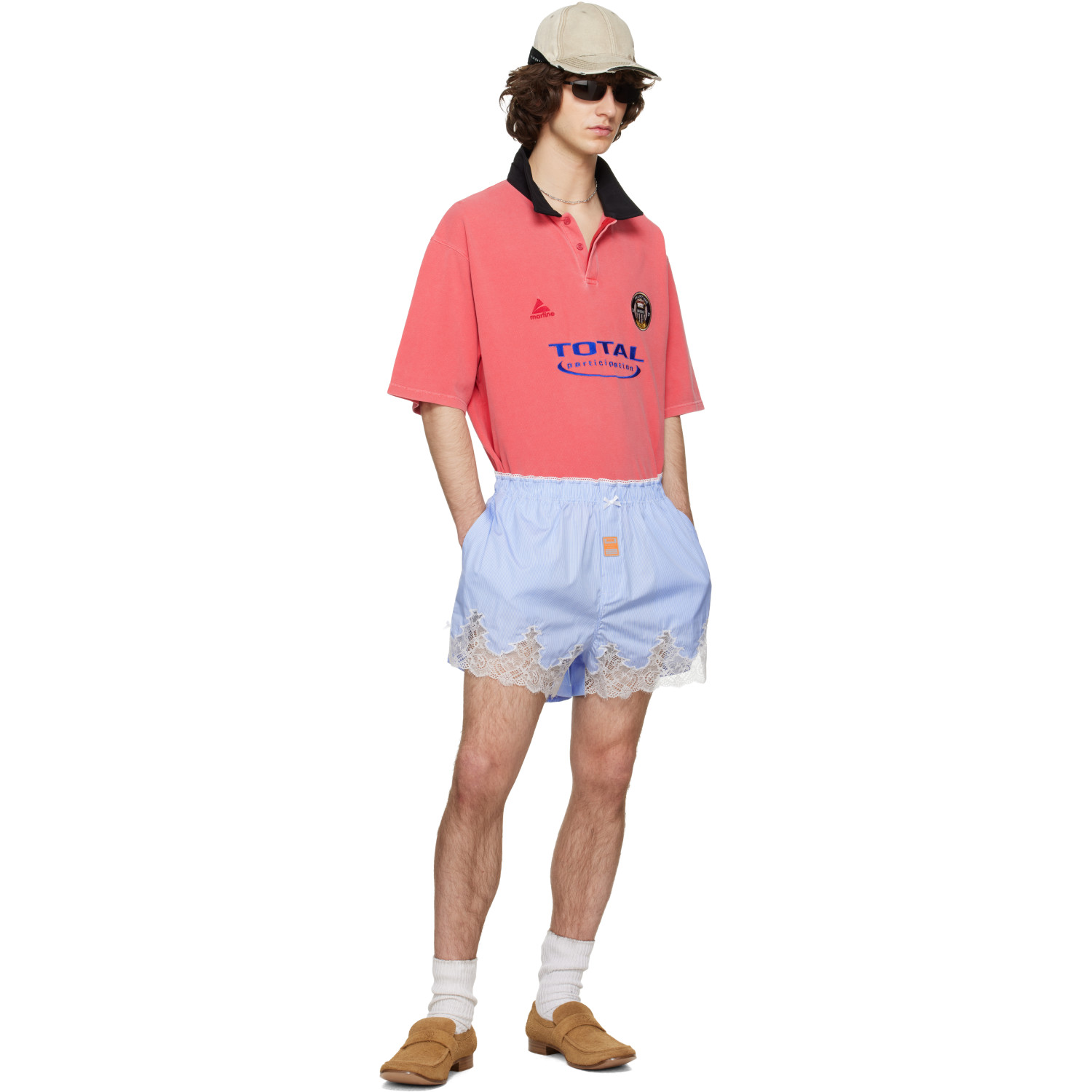 MARTINE ROSE 블루 프렌치 니커즈 반바지