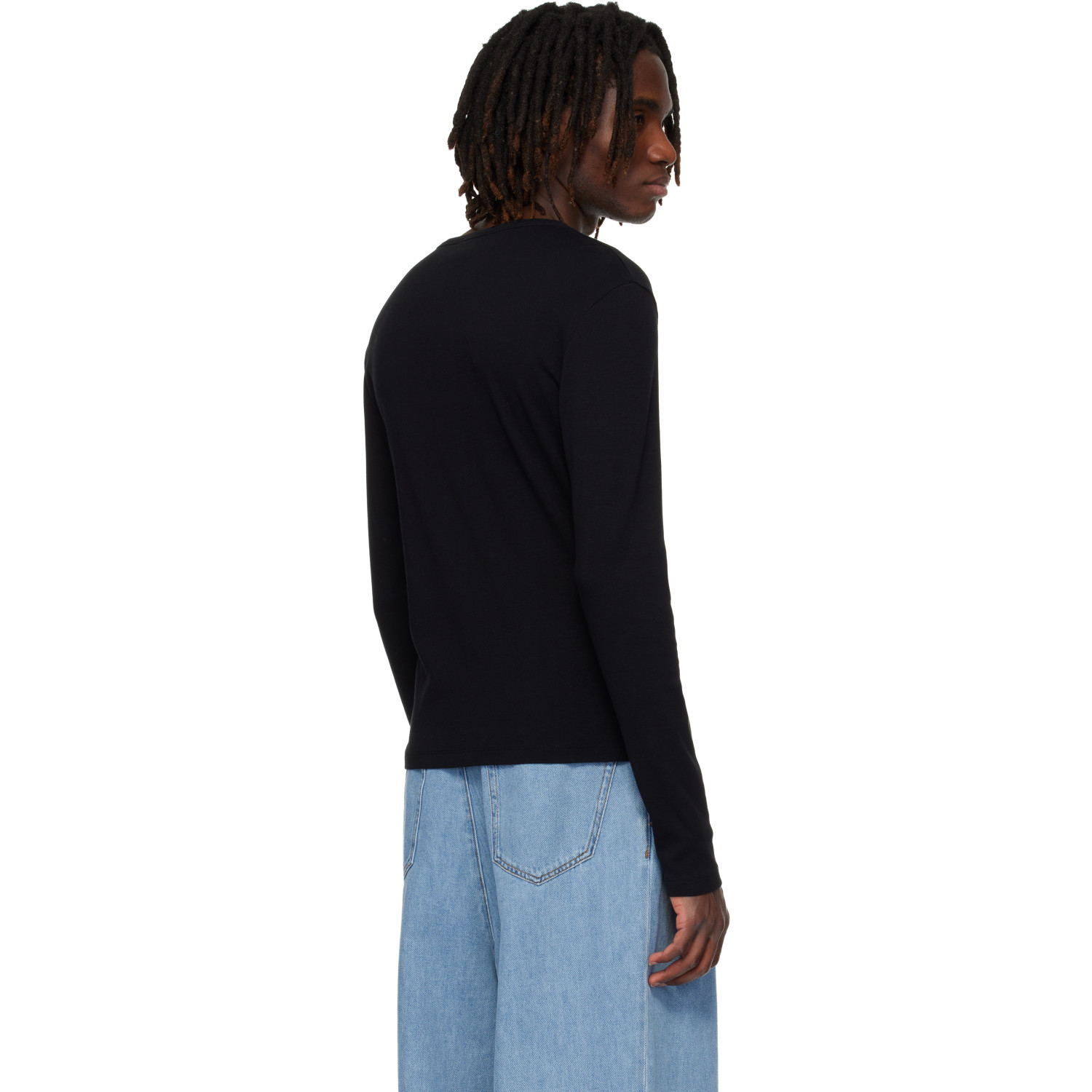 Rhude 블랙 로고 롱슬리브 헨리