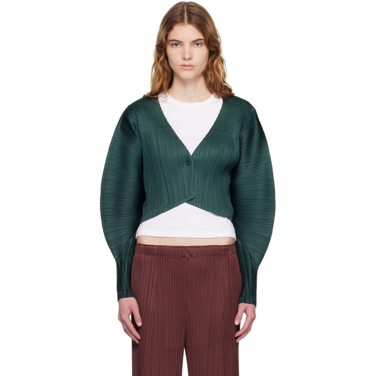 PLEATS PLEASE ISSEY MIYAKE Green Monthly Colors December Cardigan