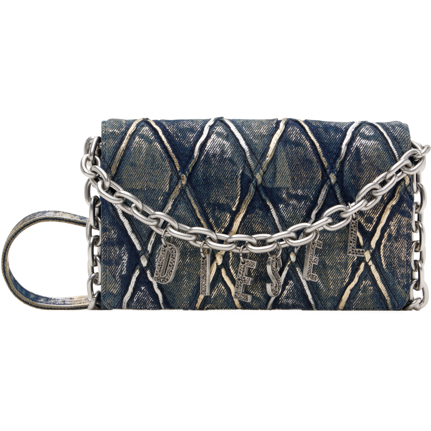 Diesel Blue Quilted Denim Purse Wallet