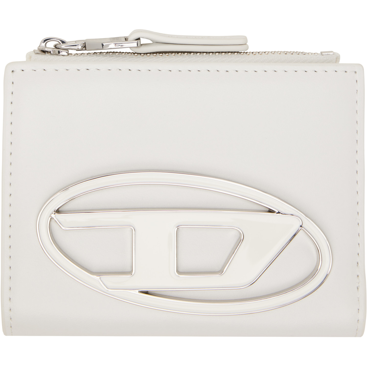 Diesel White Logo Plaque Small Leather Wallet