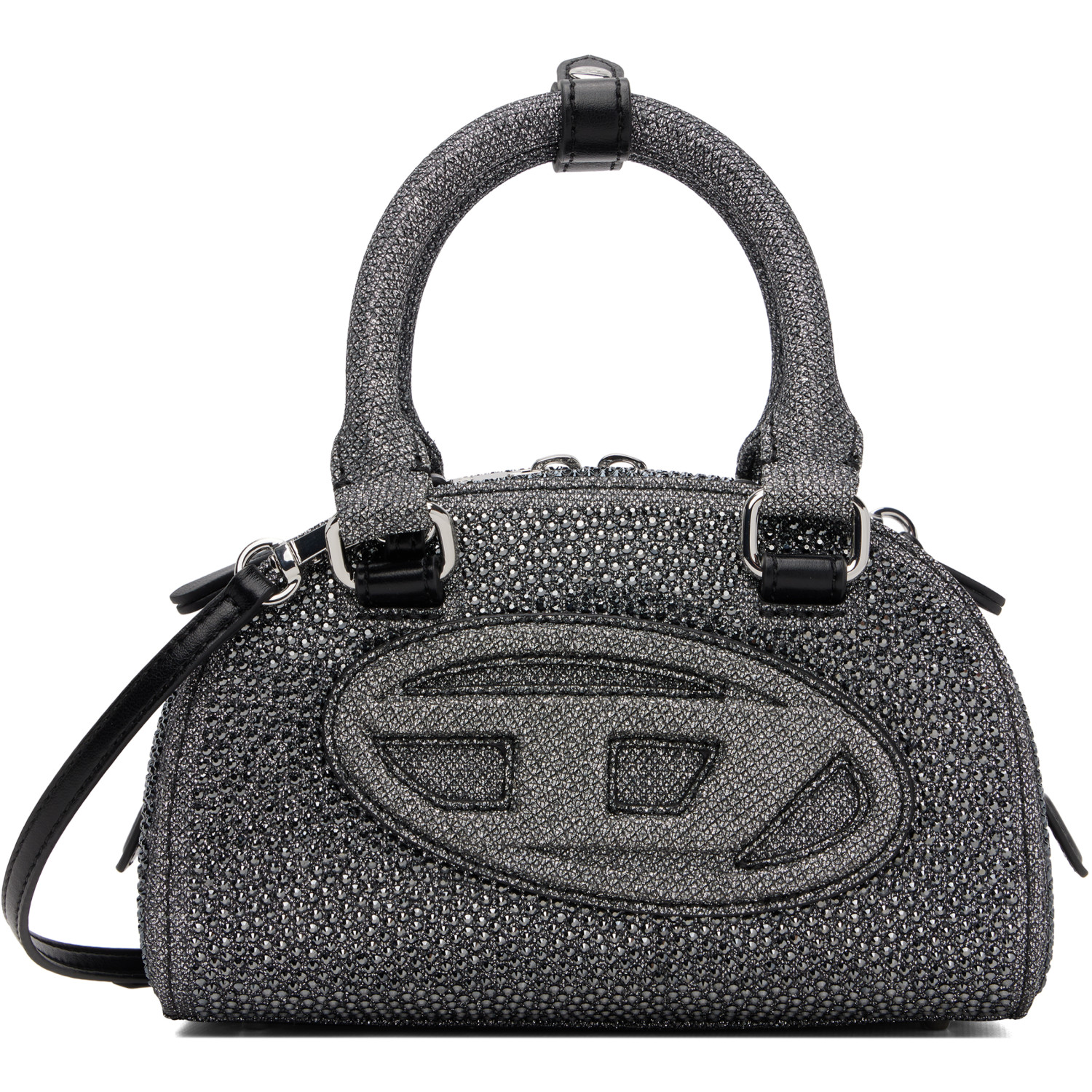 Diesel Gray 1DR Dome Crystal Lurex Small Bowling Bag