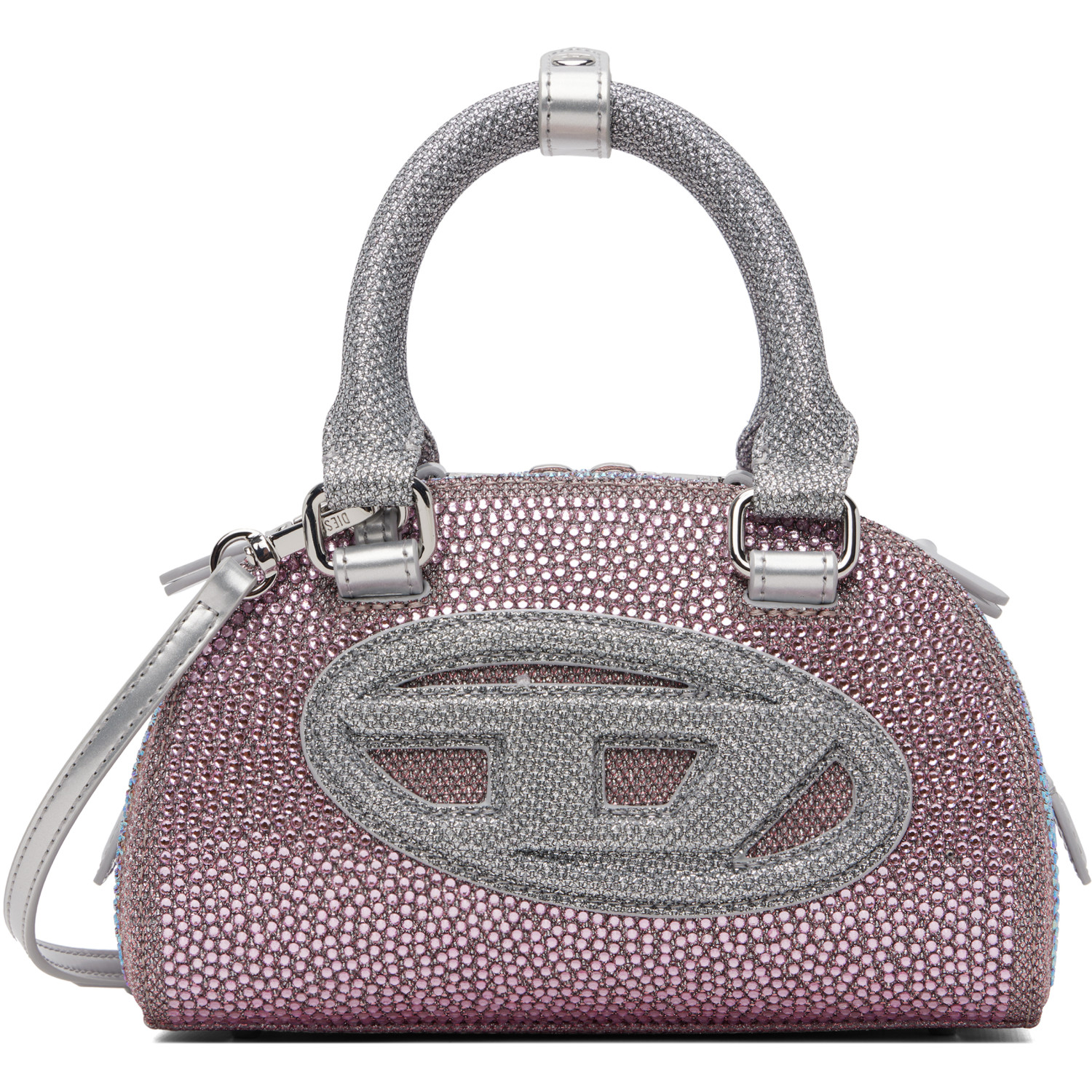 Diesel Pink 1DR Dome Crystal Lurex Small Bowling Bag