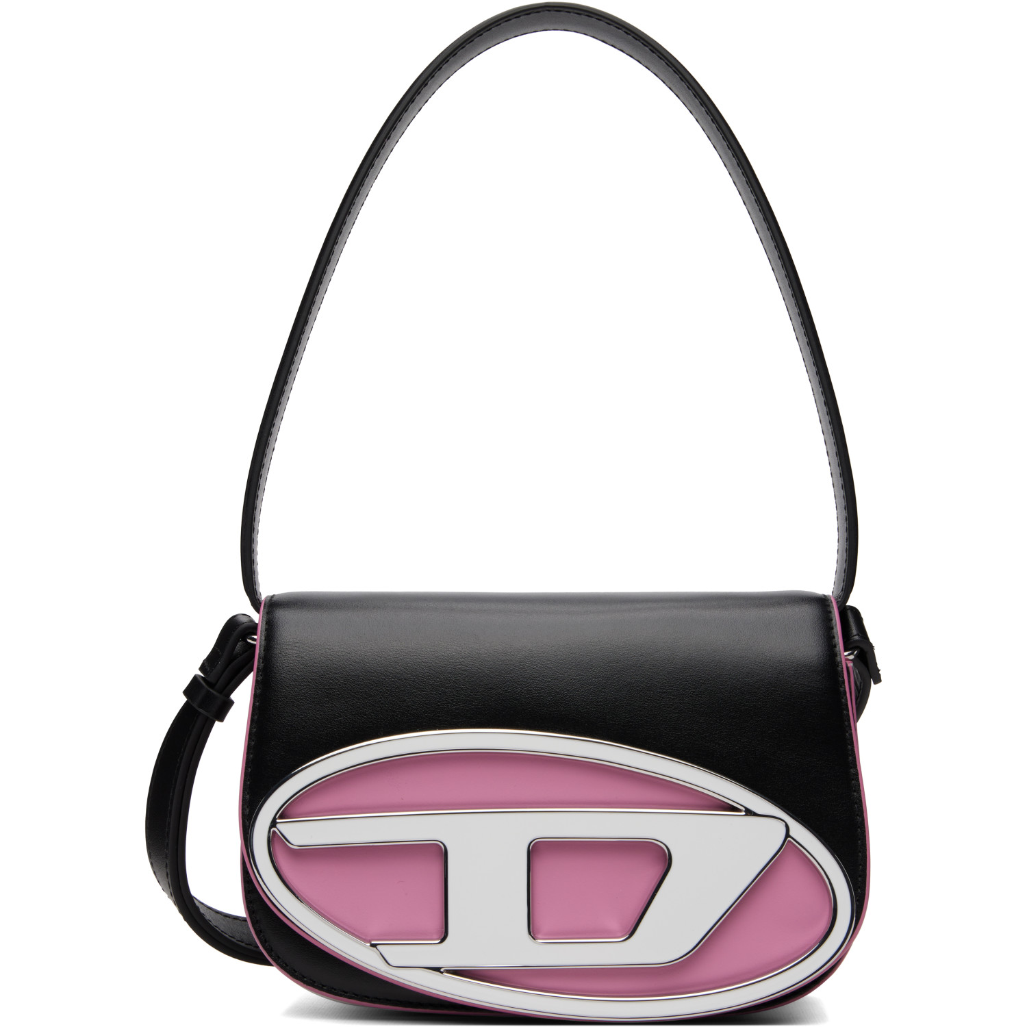 Diesel Black & Pink 1DR Nappa Leather Iconic Shoulder Bag