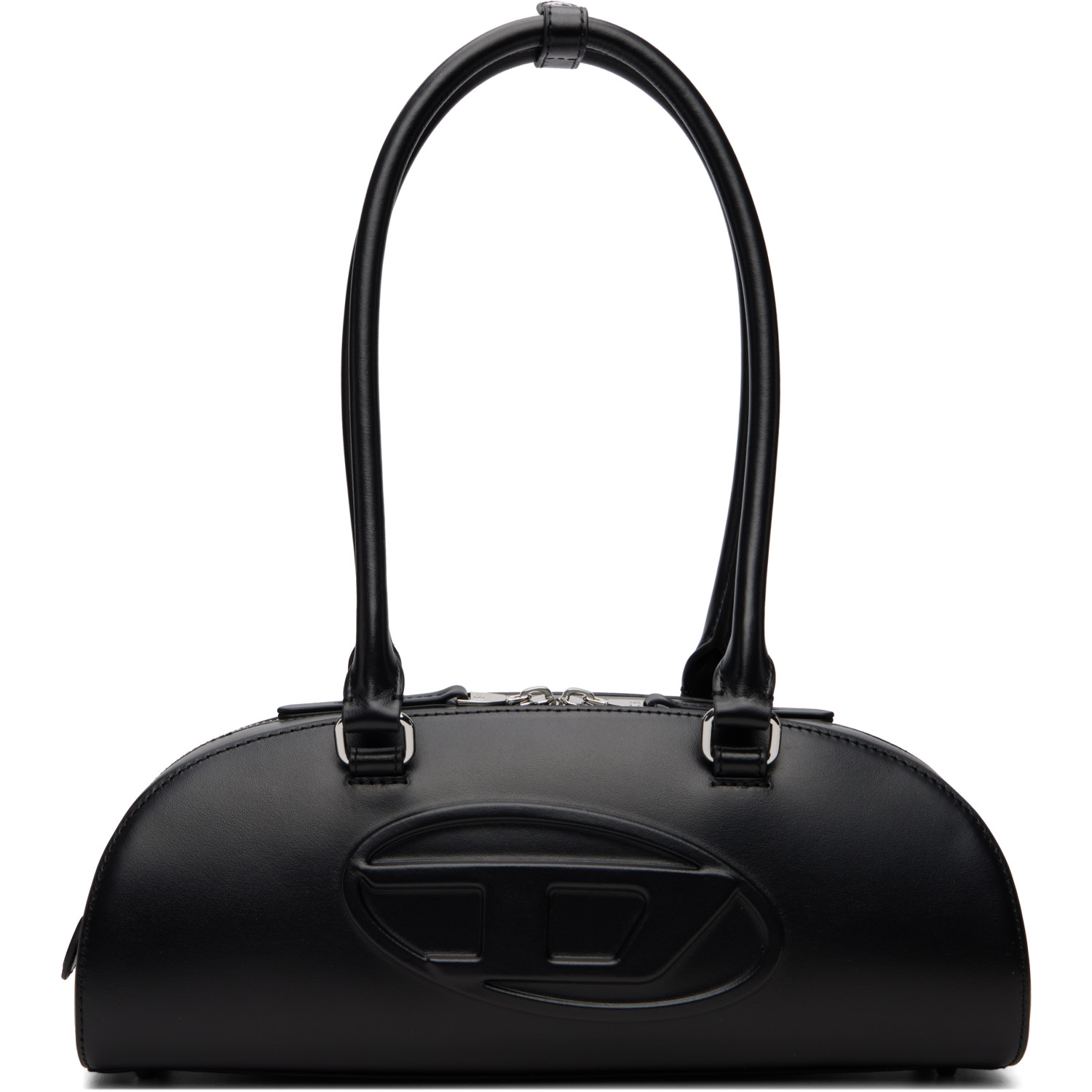 Diesel Black 1DR Dome Elongated Leather Bowling Bag
