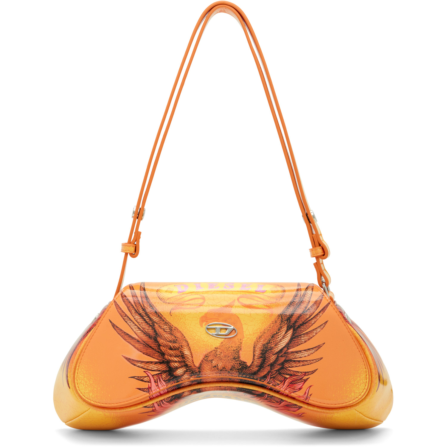 Diesel Orange Play-Glossy Printed Crossbody Bag