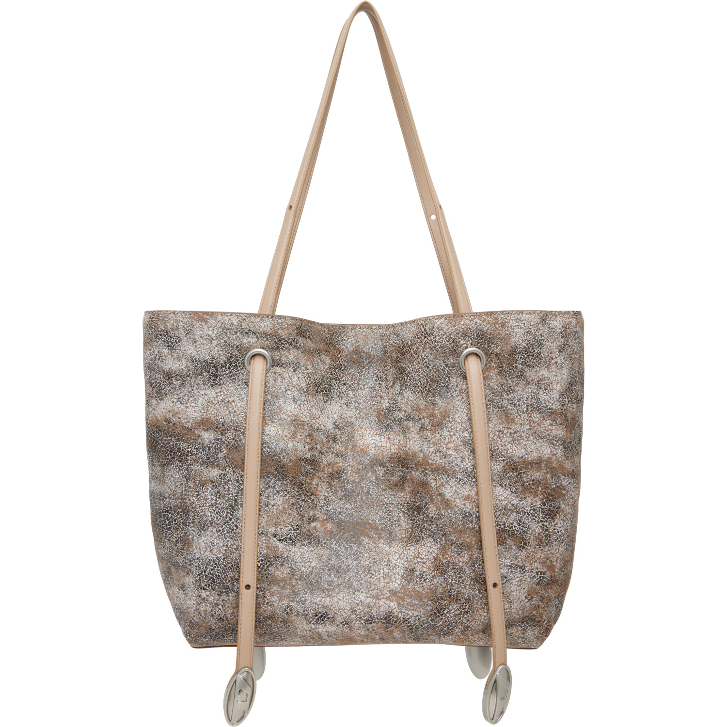 Diesel Beige & White D-Rop Leather Tote
