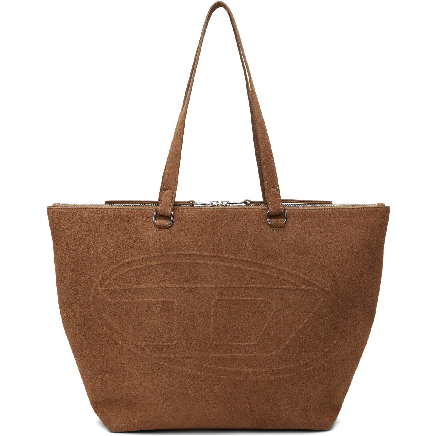 Diesel Beige 1DR Dome Oval D Logo Suede Tote