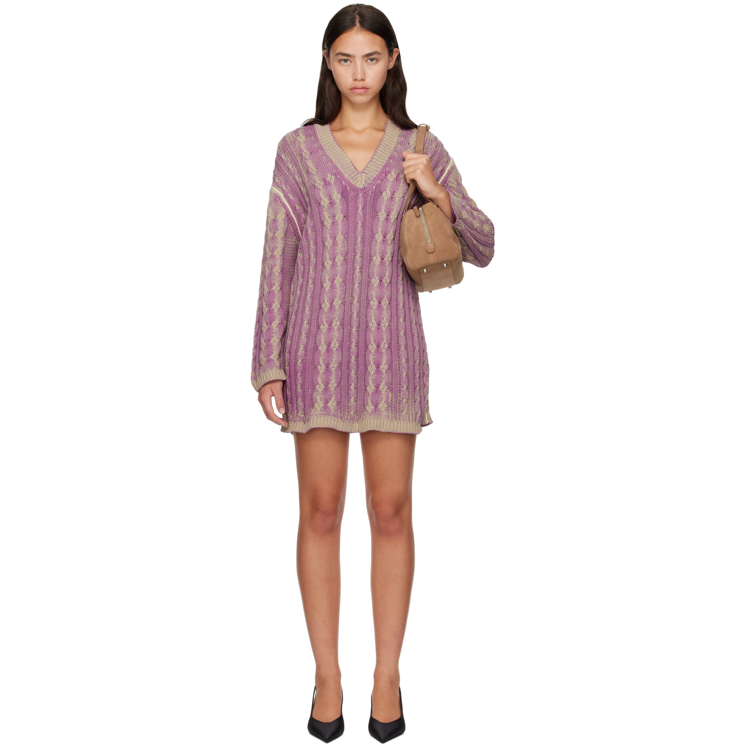 Diesel Purple & Khaki Sweater Minidress