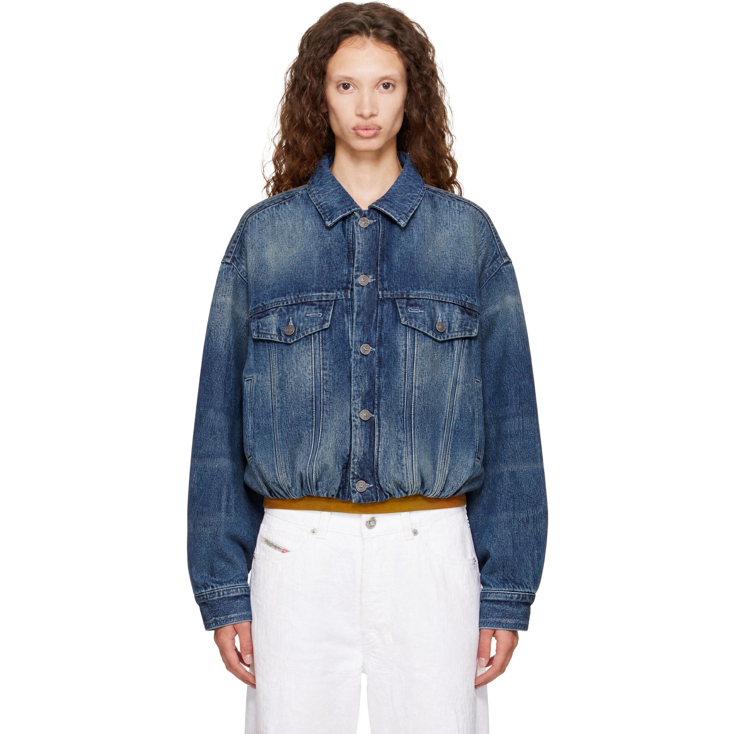 Diesel Blue Elasticated Denim Trucker Jacket