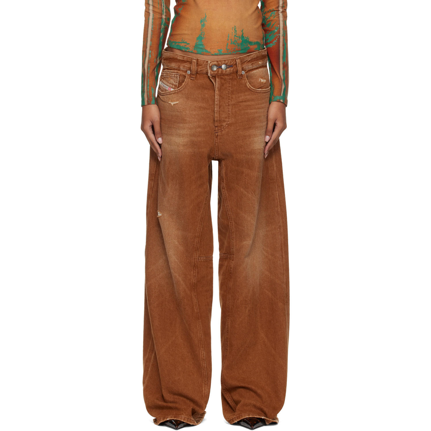 Diesel Brown 1996 D-Sire-Yu-U Low Waist Relaxed Jeans