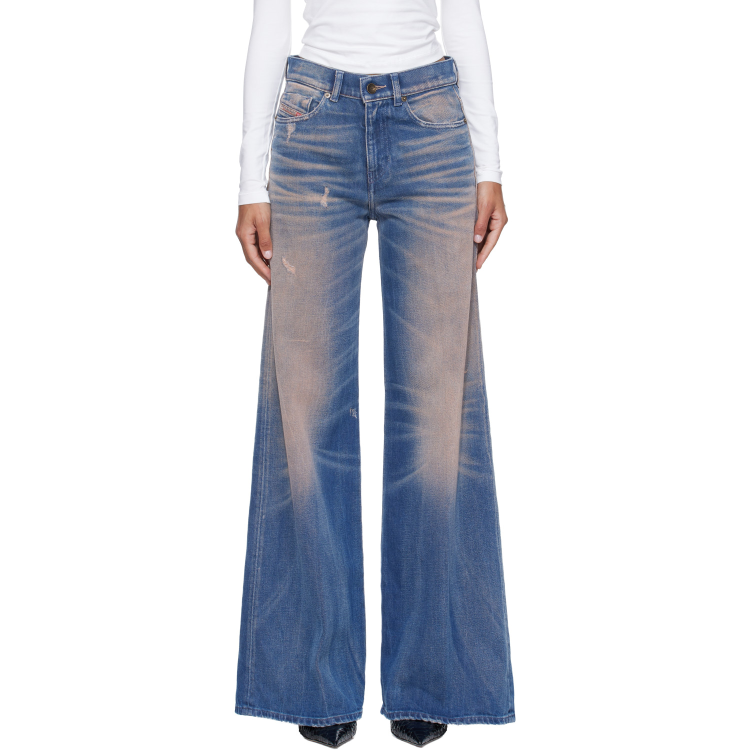 Diesel Blue & Pink Flare Regular Waist 1978 D-Akemi Jeans