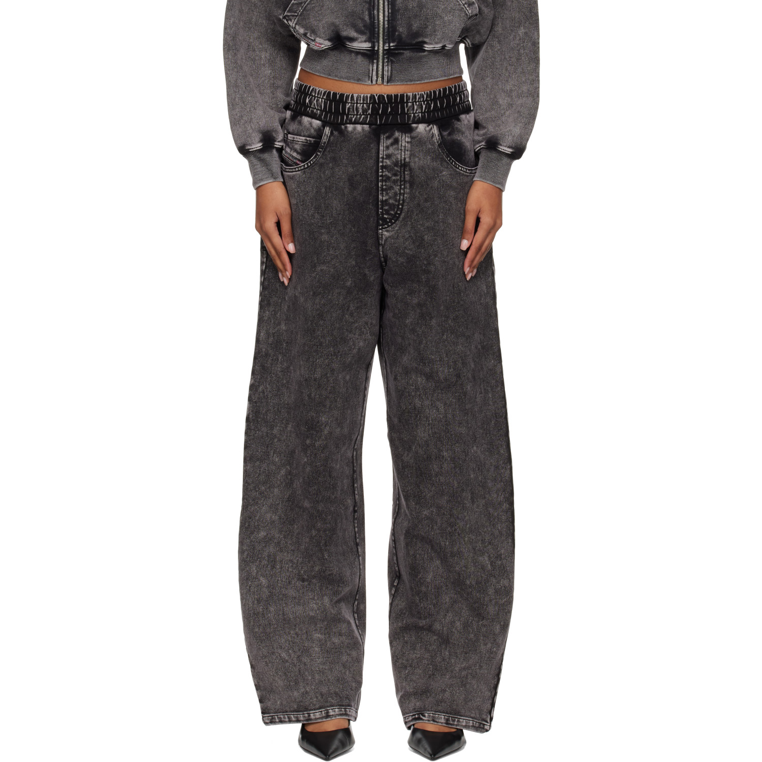 Diesel Gray Denim Effect Sweatpants