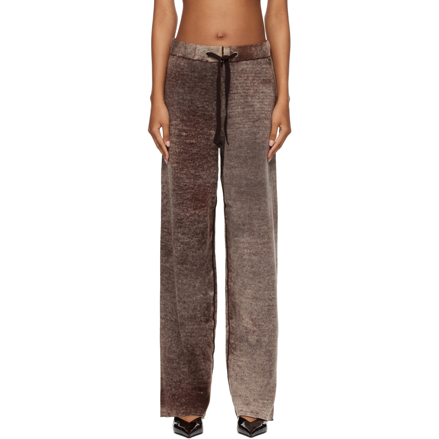 Diesel Brown Reverse-Print Knitted Wool Track Pants