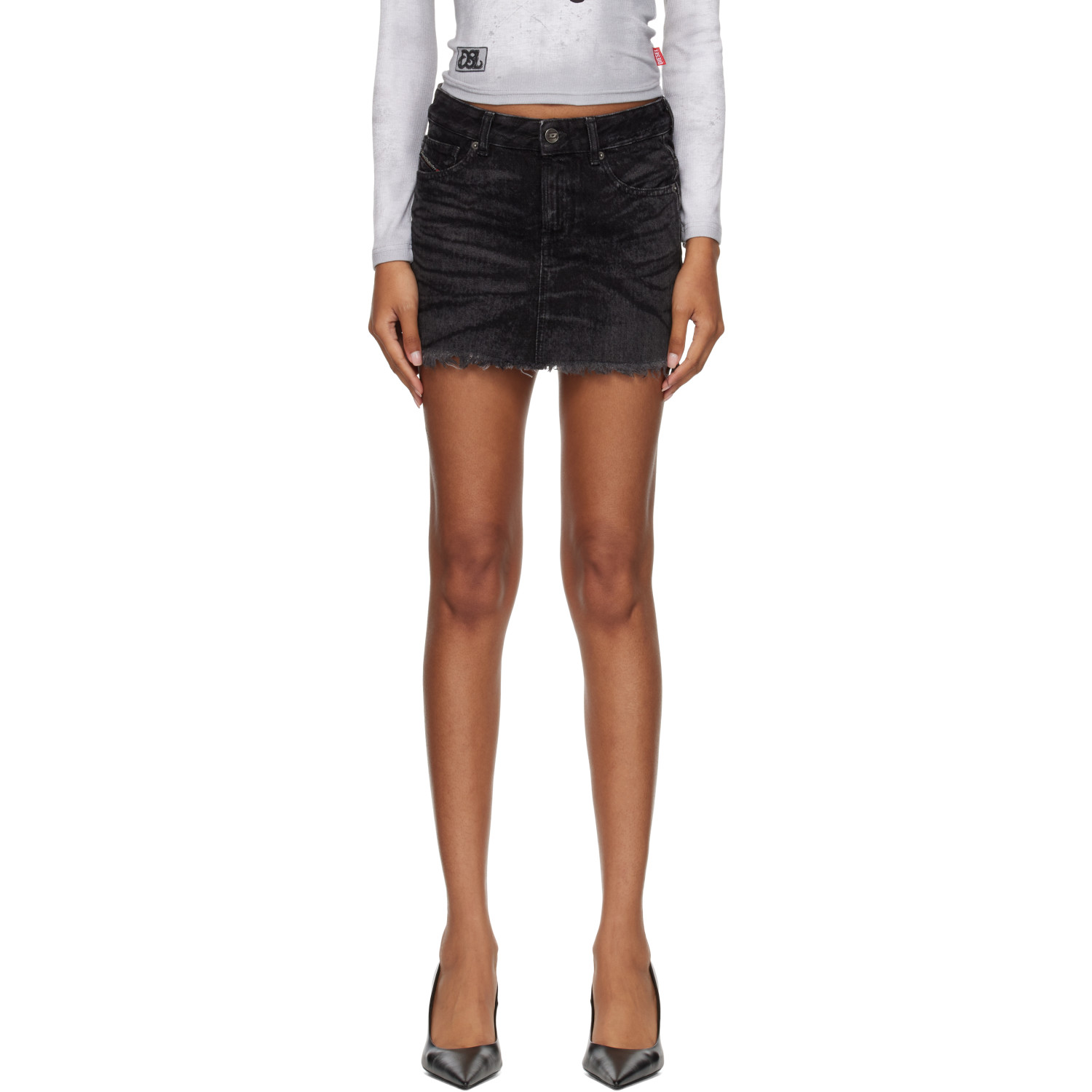 Diesel Black De-Ron Denim Miniskirt