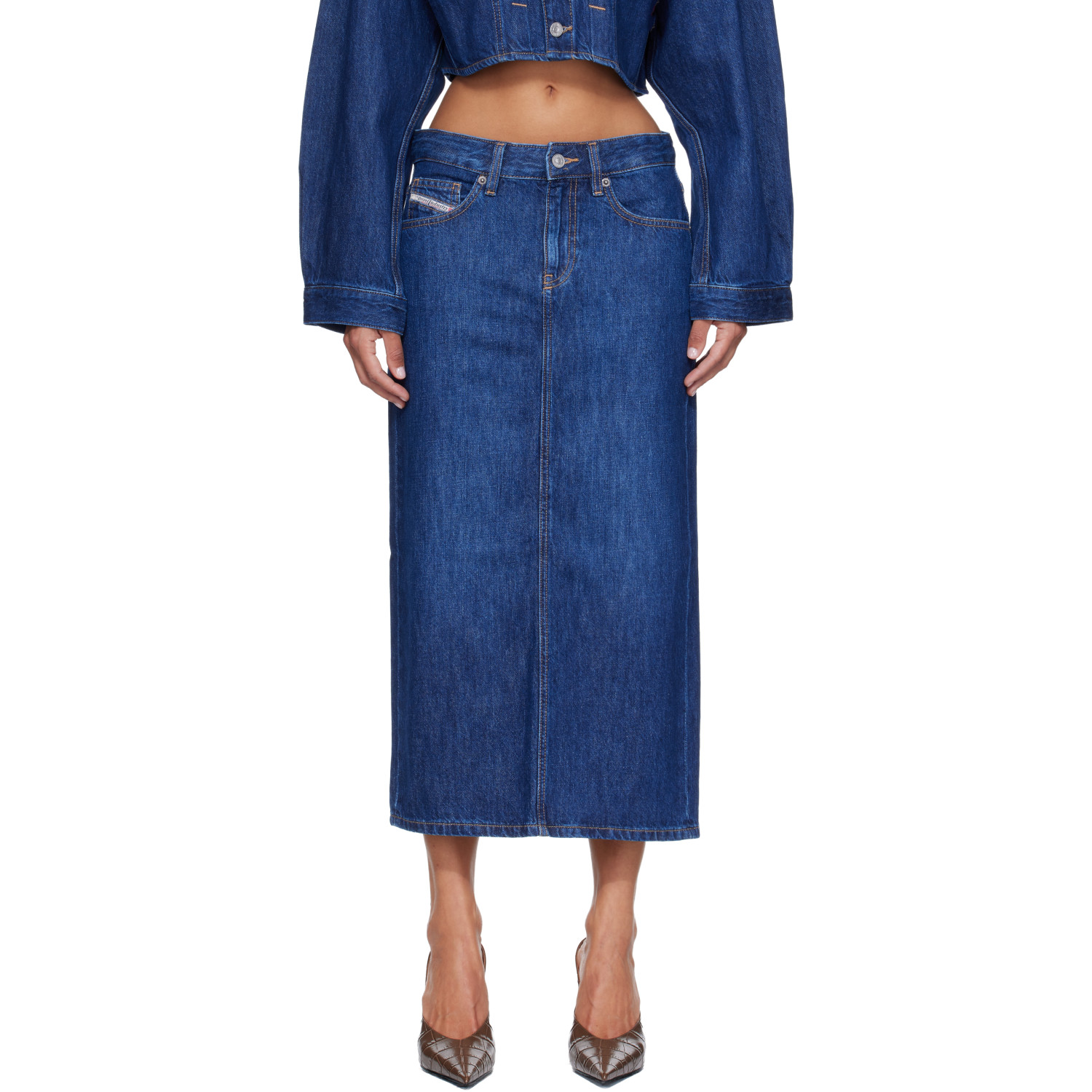 Diesel Blue Denim Midi Skirt