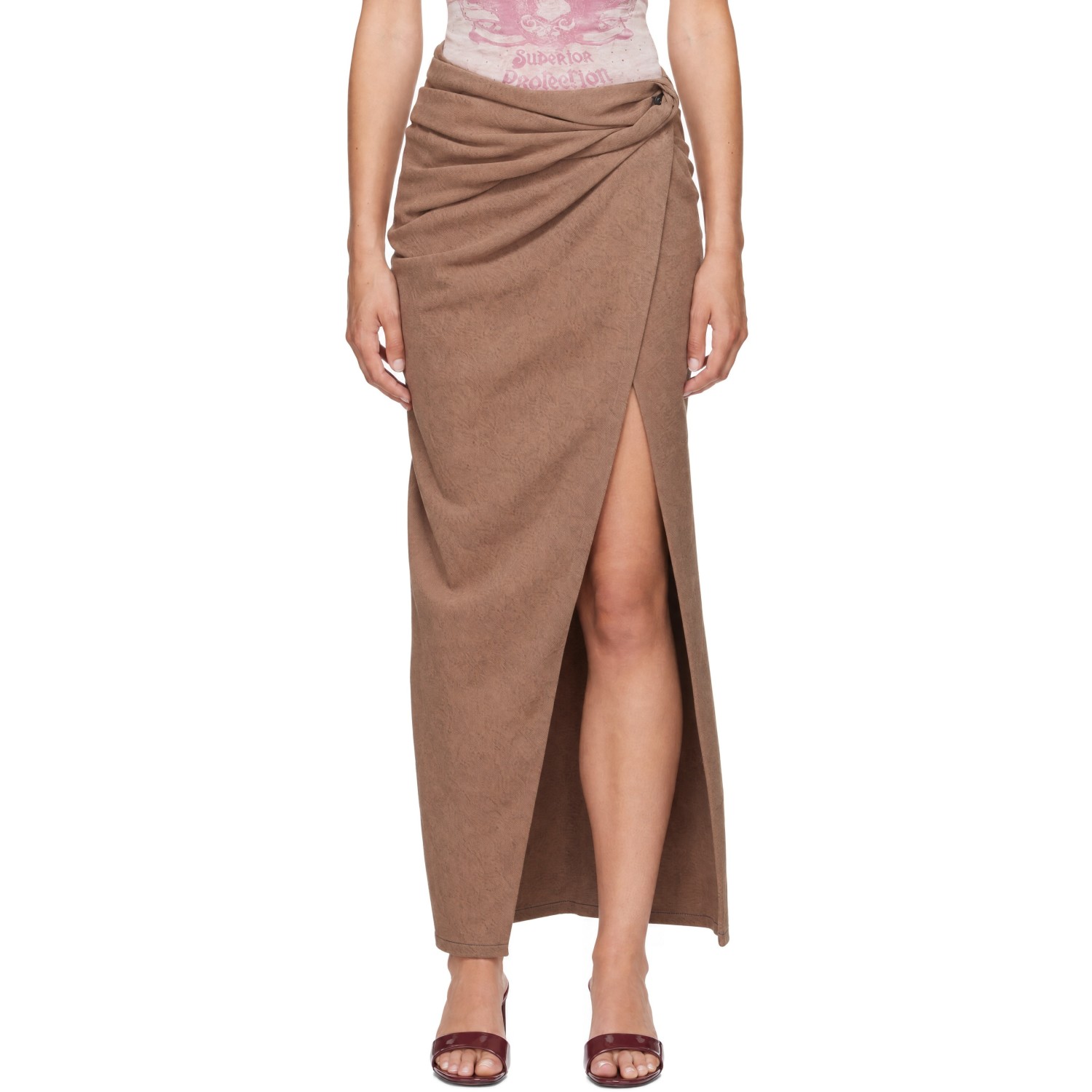 Diesel Brown De-Dasli-Fsj1 Denim Midi Skirt