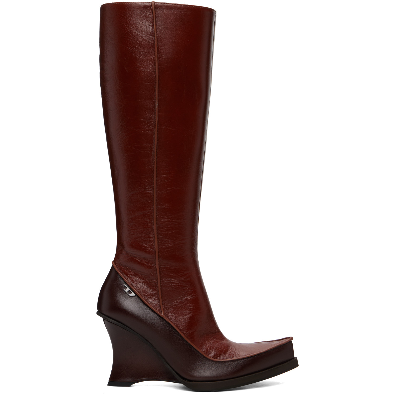 Diesel Brown D-Lucette-Knee-High Leather Boots