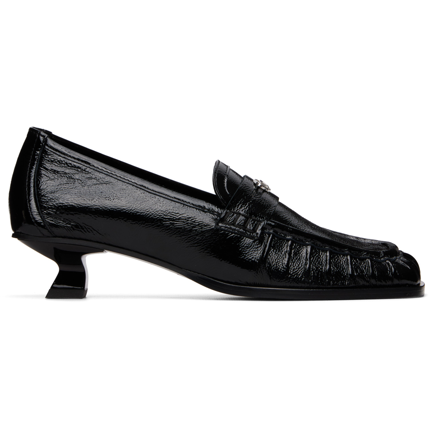 Diesel Black D-Amber-Penny Naplak Leather Loafer Heels