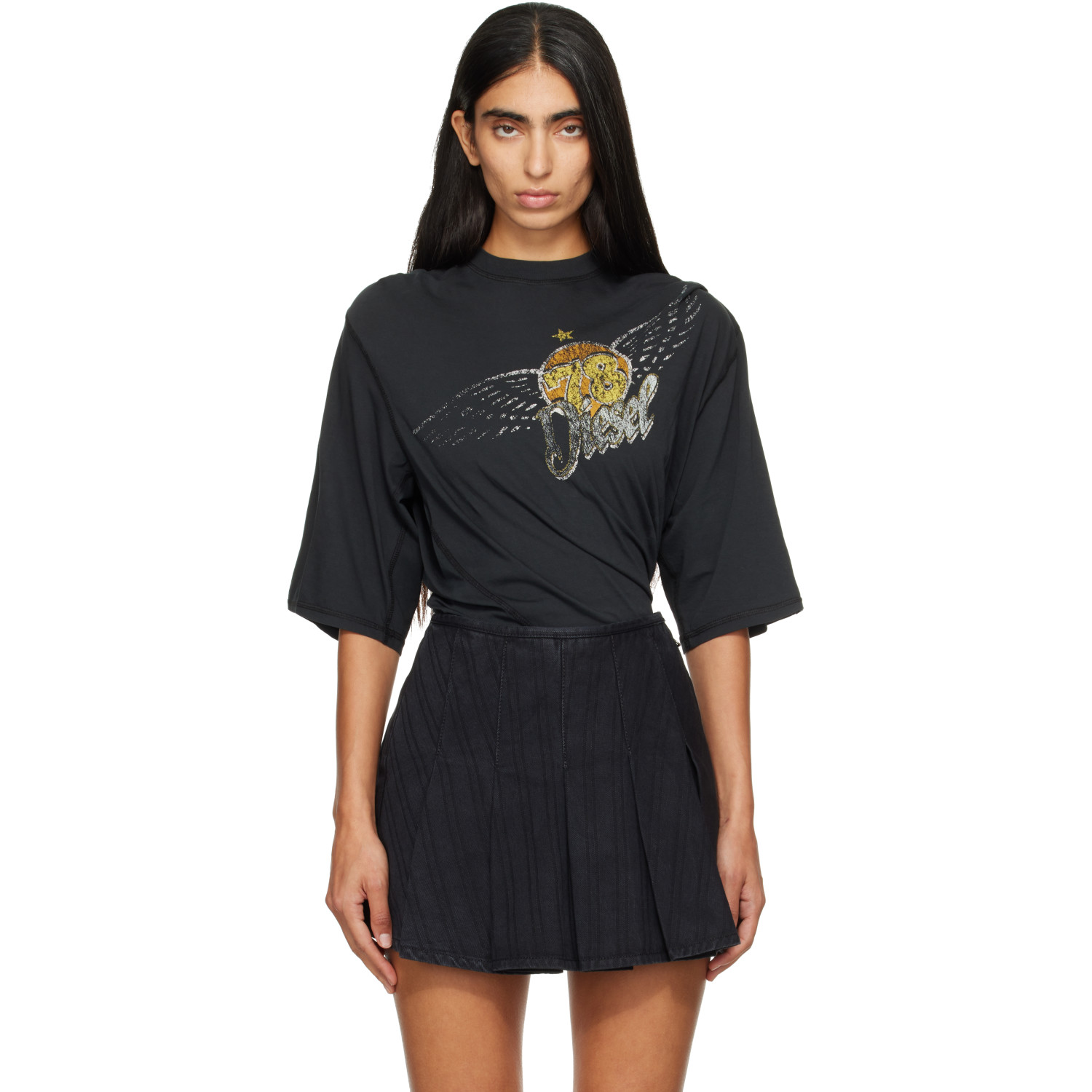 Diesel Black Concert Graphics Bodysuit