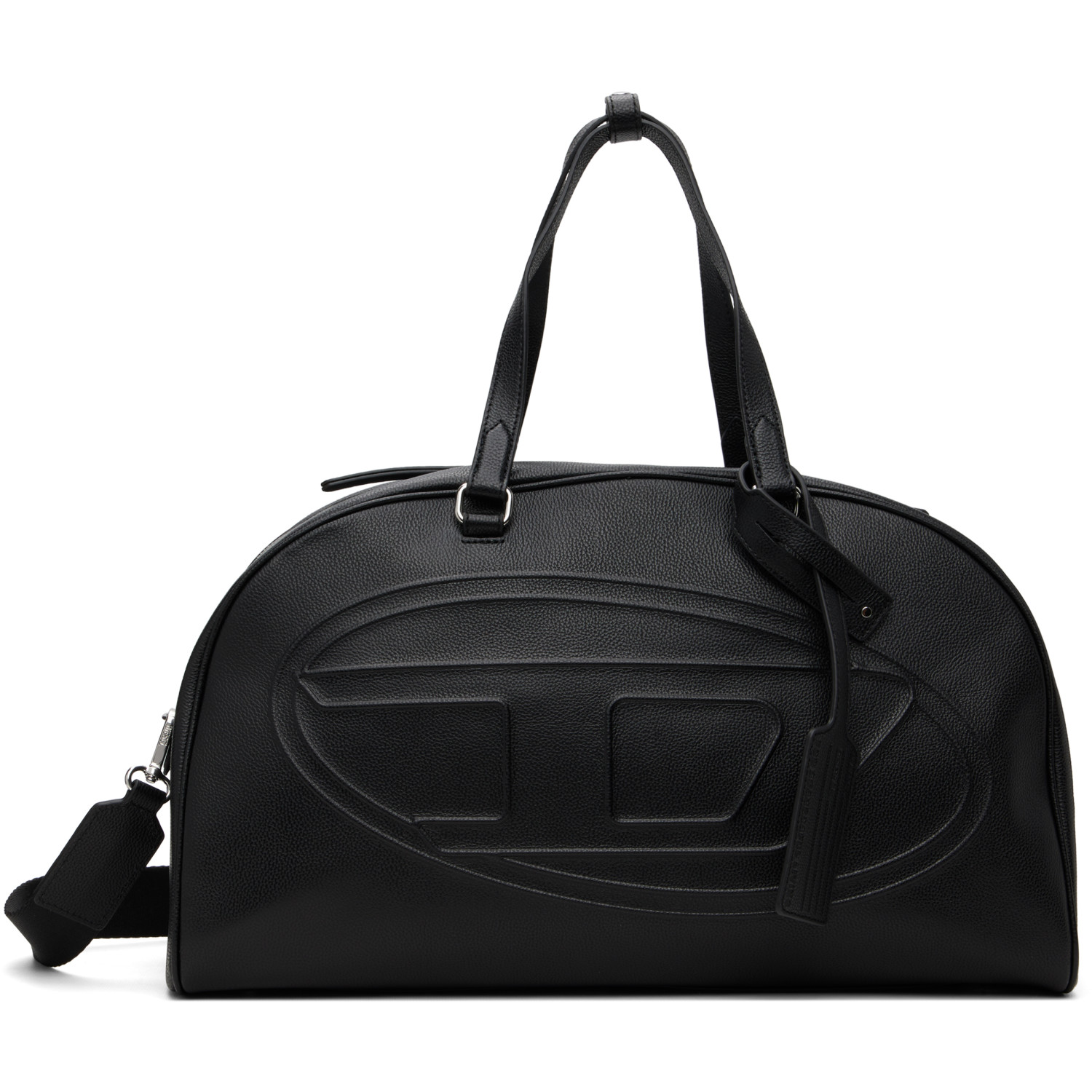 Diesel Black 1DR Dome Oval D Logo Leather Travel Bag