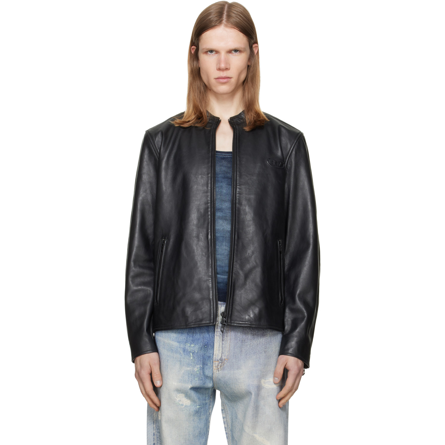Diesel Black L-Tad-Wrd Leather Jacket