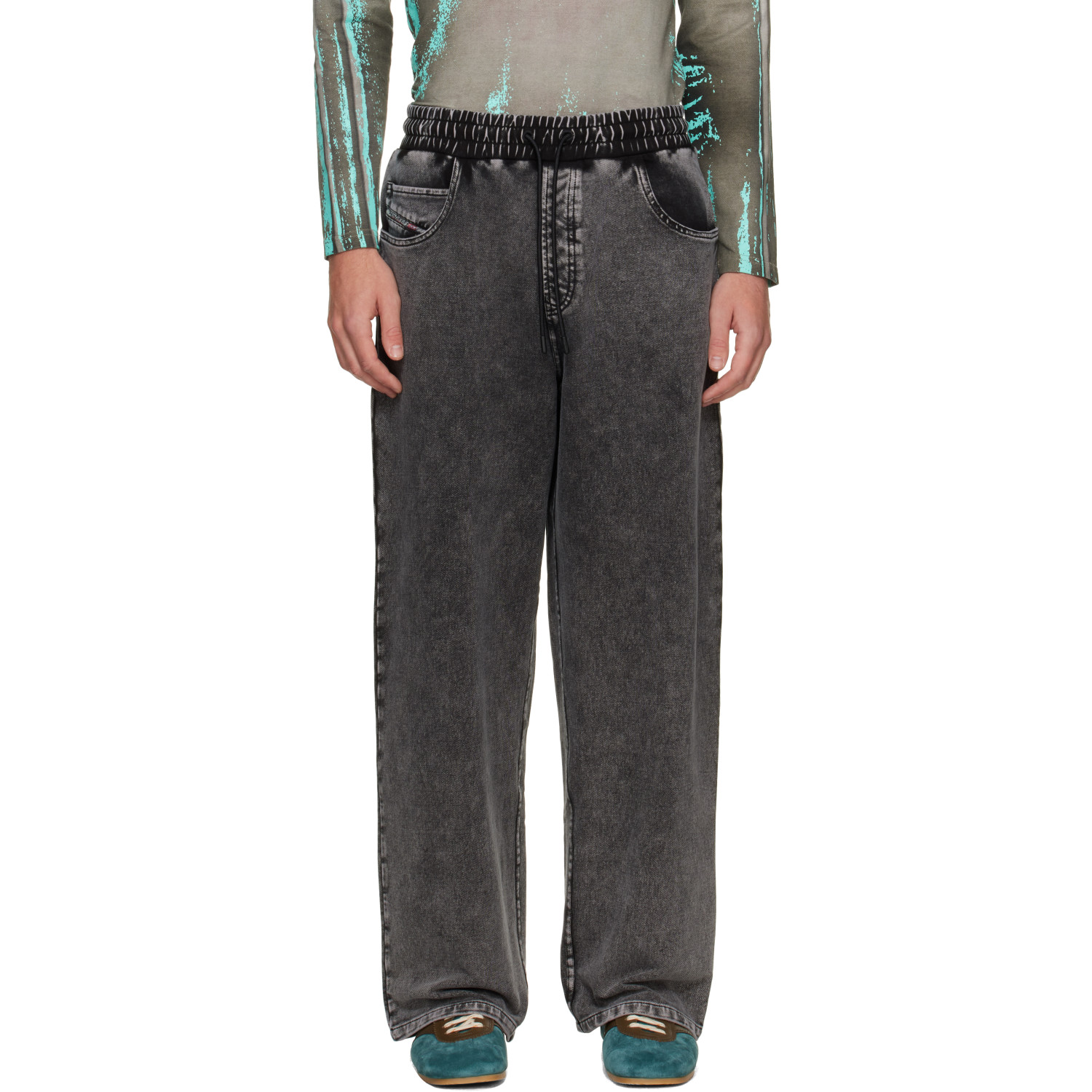 Diesel Gray Denim-Effect Sweatpants